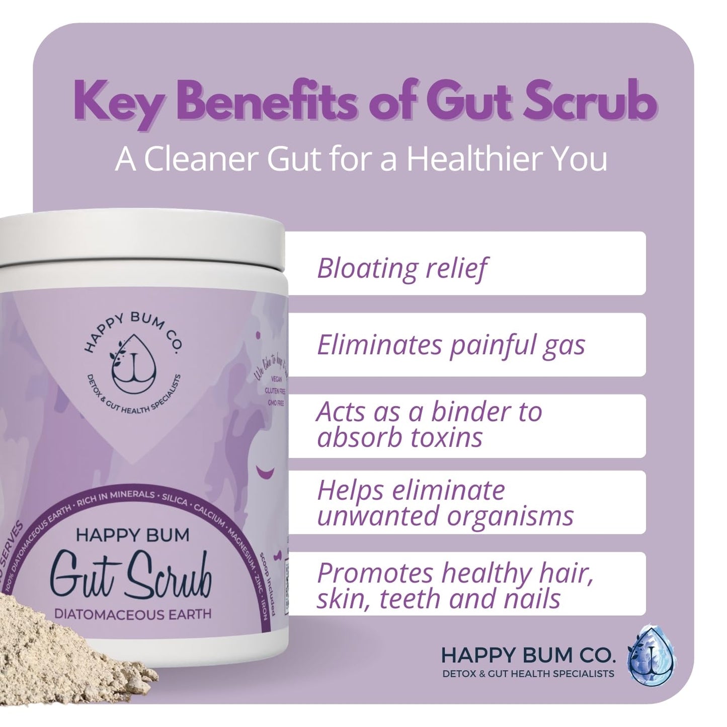 Happy Bum Co Gut Scrub Powder 5.3 Ounce