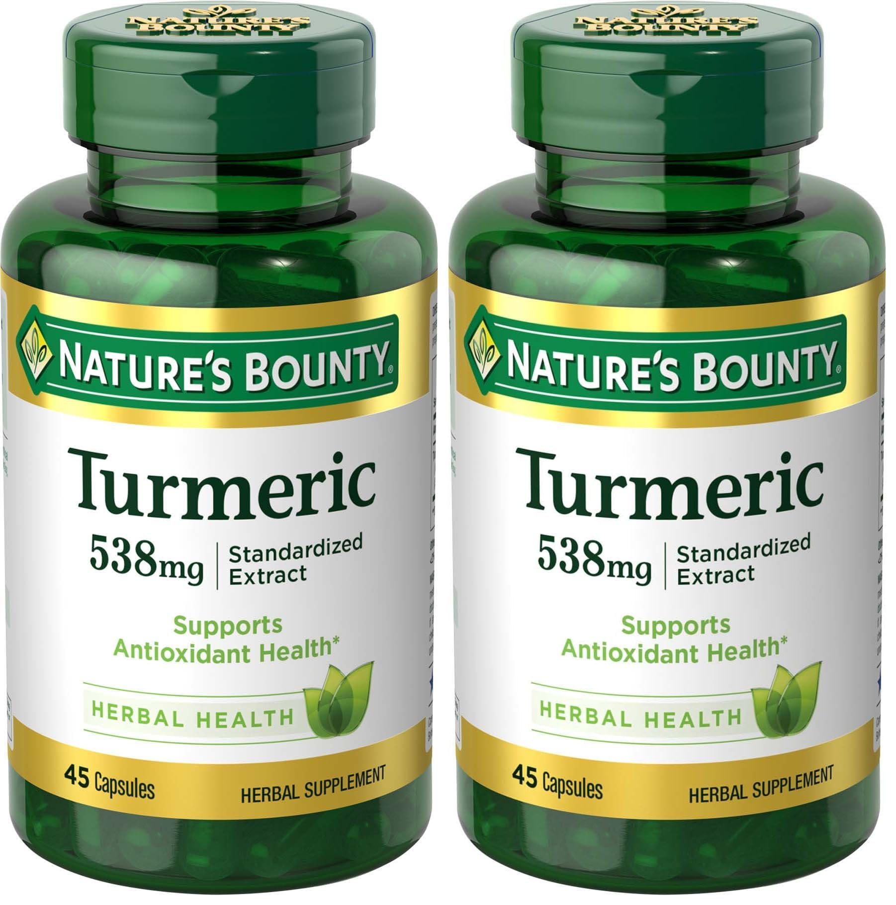 Nature's Bounty Turmeric Herbal Health Supplement Capsules 90 Capsules