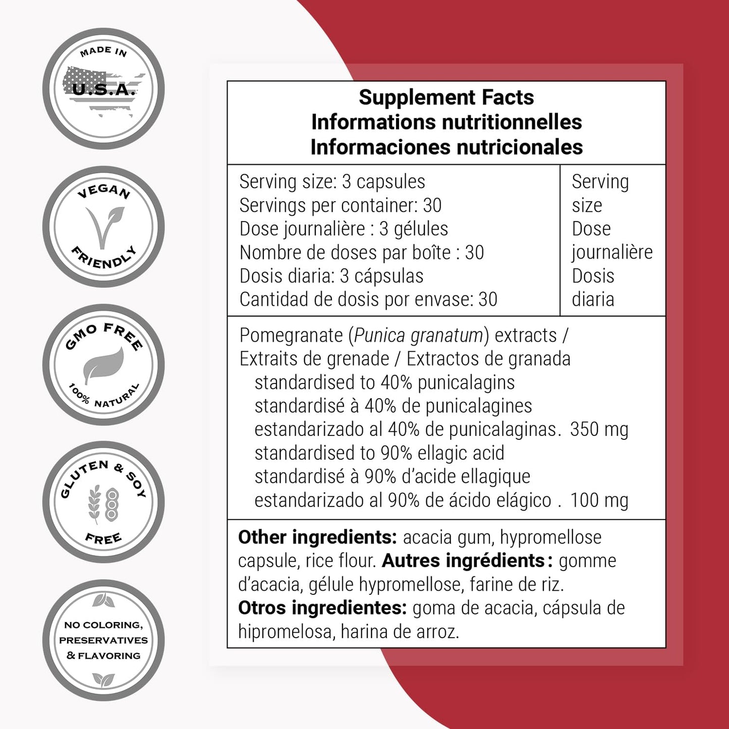 Supersmart Double Pomegranate High Strength Pomegranate Extract Supplement Capsules, 90 Count