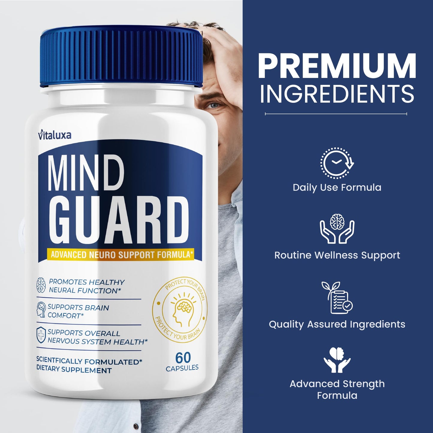 Vitaluxa Mind Guard Brain Supplement Capsules, 120 Count