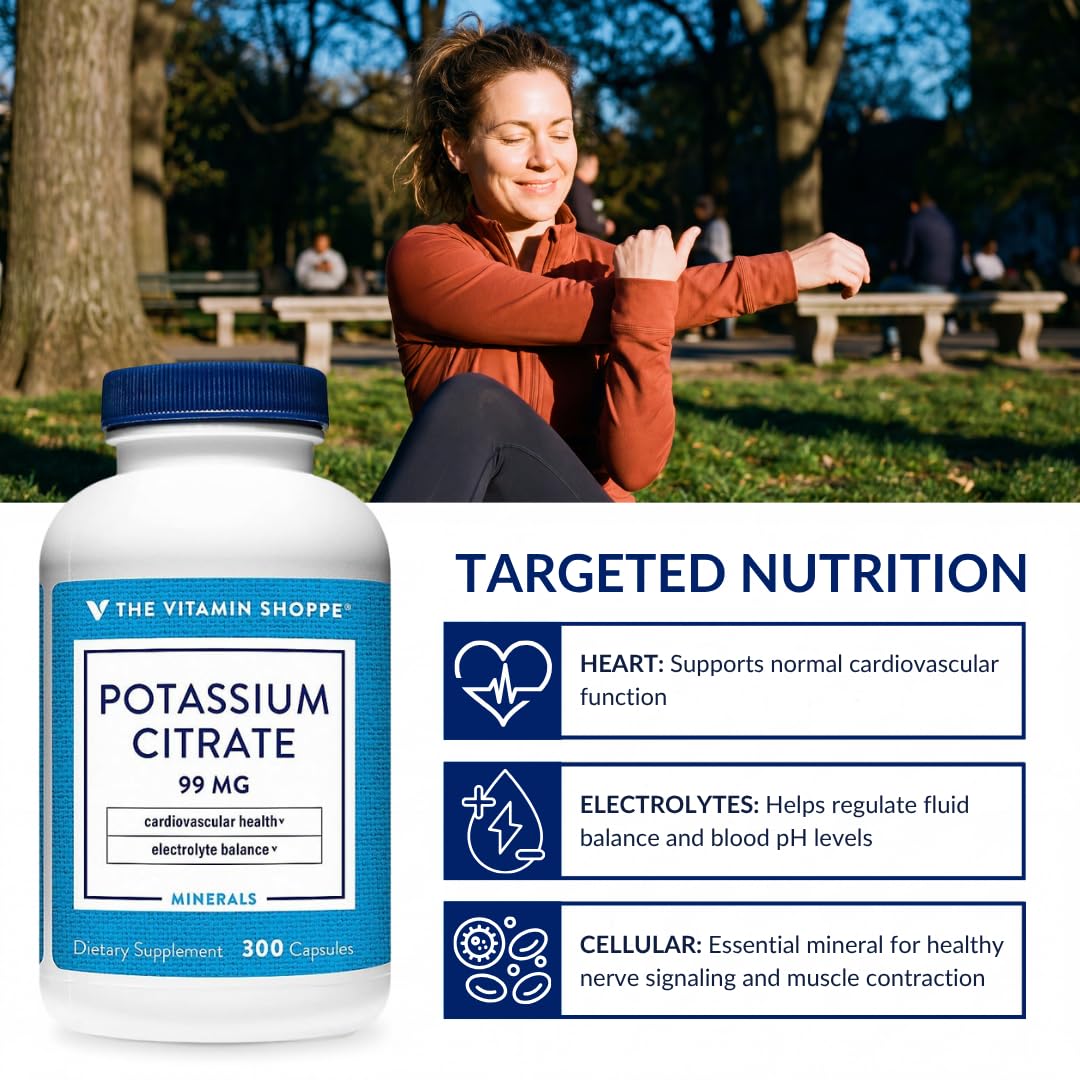 The Vitamin Shoppe Potassium Citrate 99 mg Capsules, 300 Count