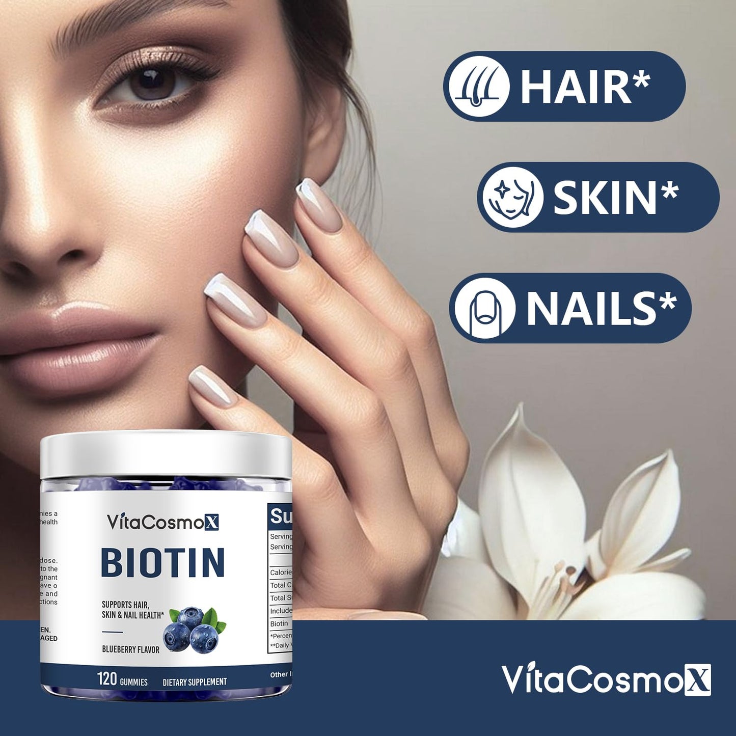 VitaCosmoX Biotin Gummies, 120 Count