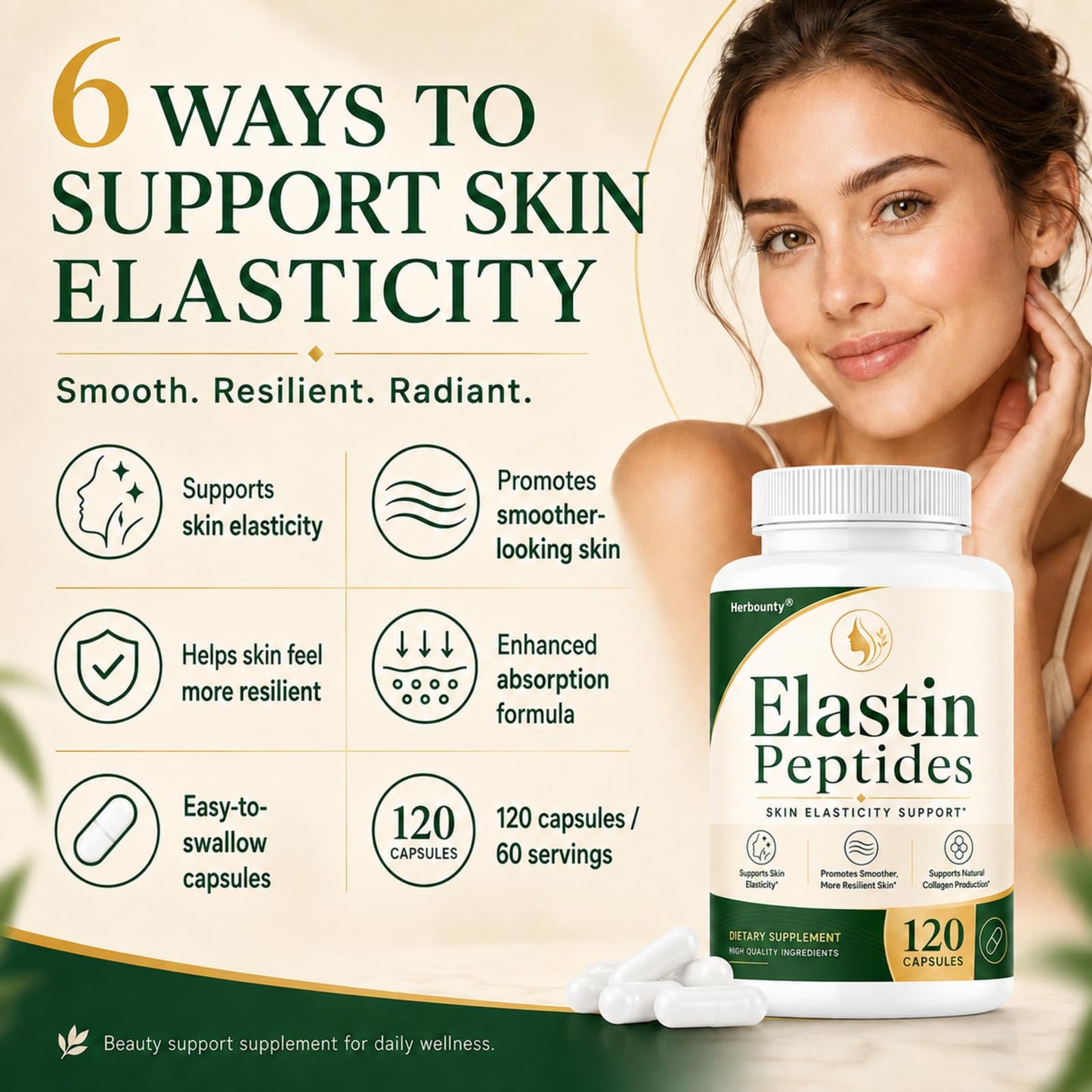 Herbounty Elastin Peptides Skin Tightening Formula Capsules, 120