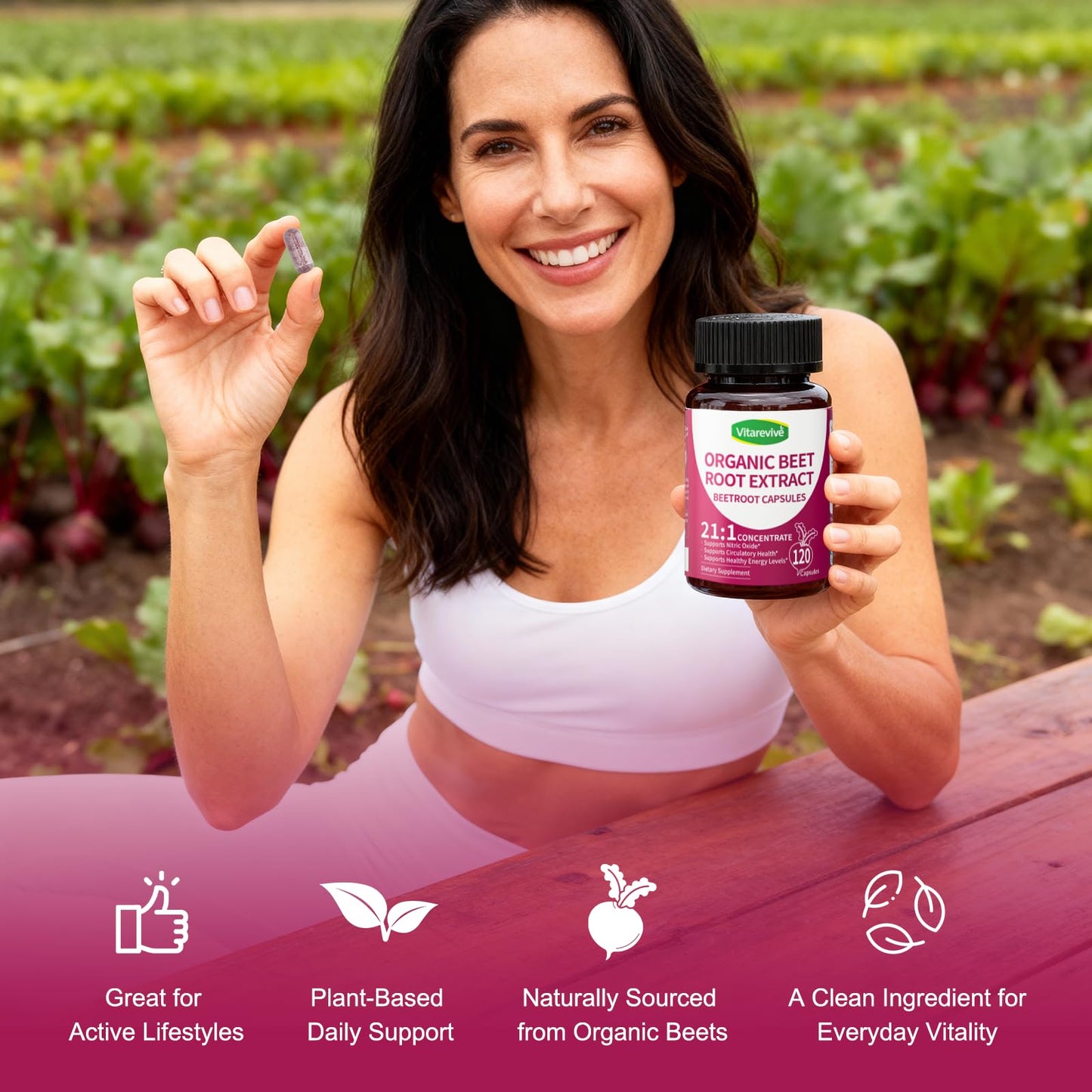 Vitarevive Organic Beet Root Capsules 120 Count
