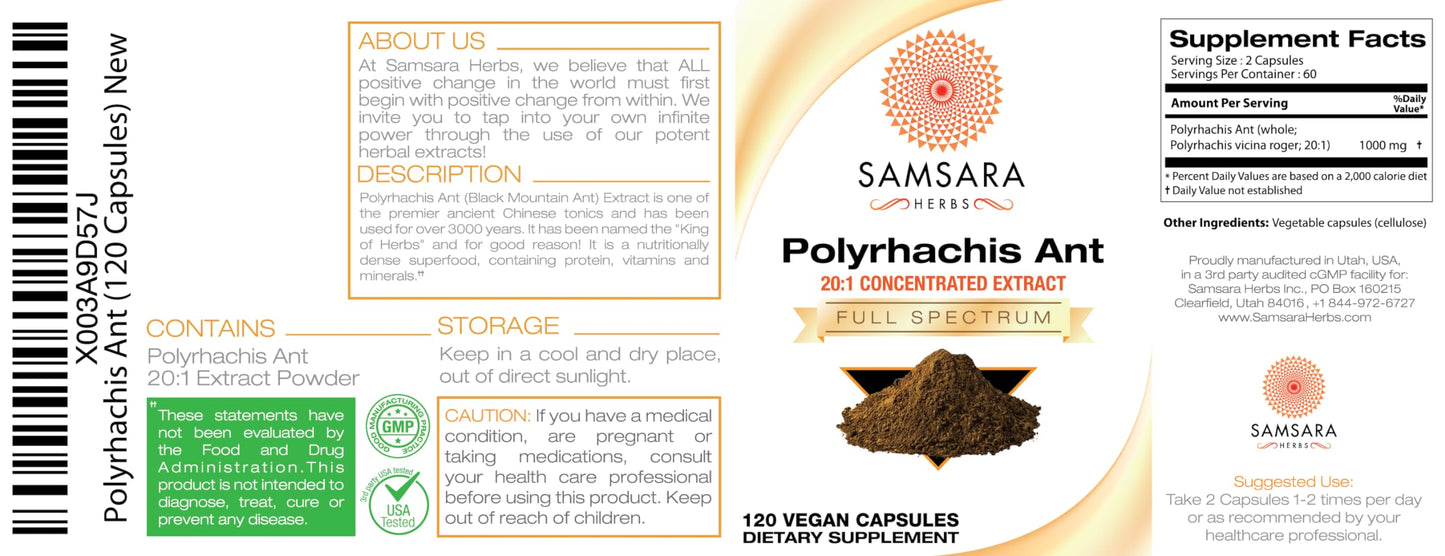 Samsara Herbs Polyrhachis Black Ant Extract 120 Capsules