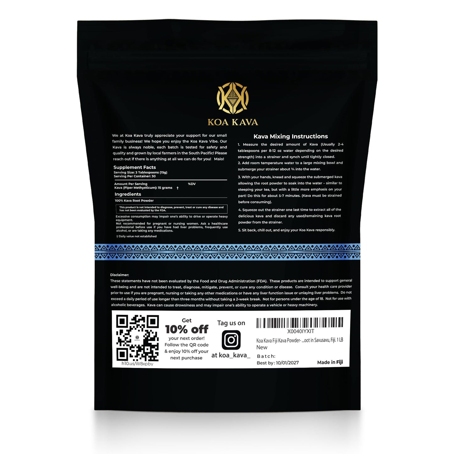 Koa Kava Dokobana Loa Waka Kava Powder 16 Ounces
