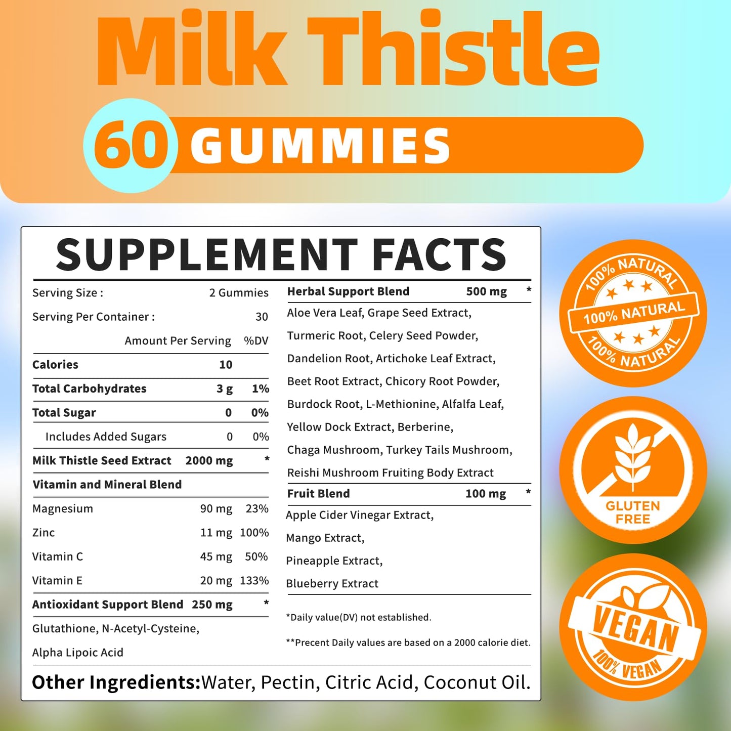 OALSE Liver Cleanse Detox & Repair 2000 mg Milk Thistle Gummies 60 Count