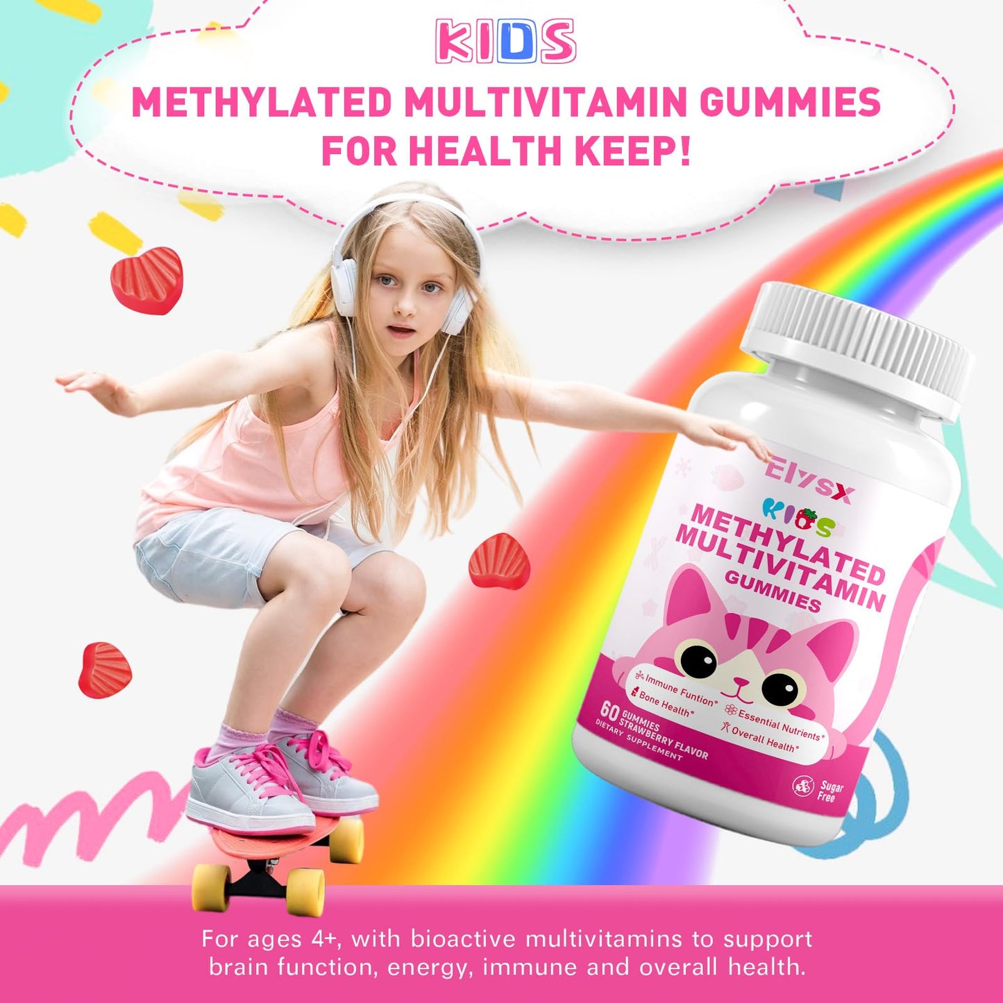 Elysx Kids Methylated Multivitamin Chewable Gummies 60 Count