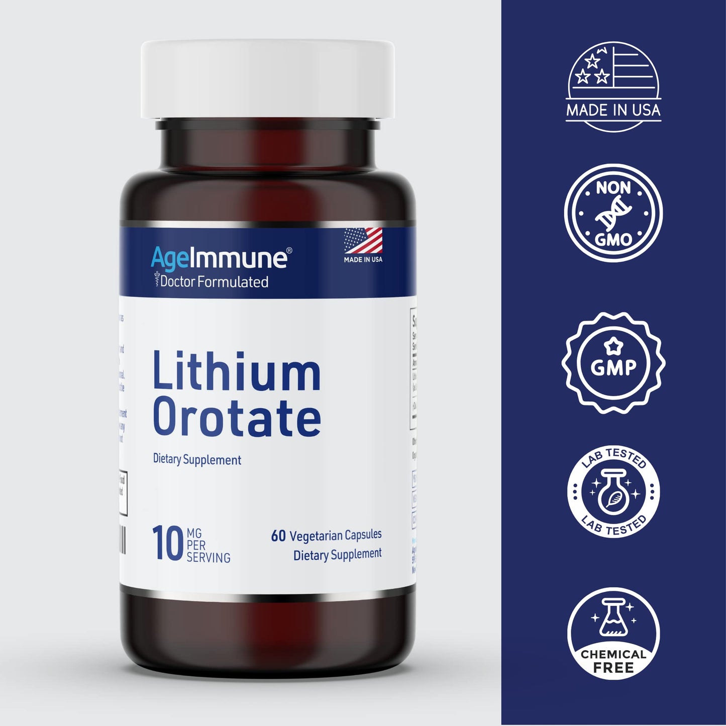AgeImmune Lithium Orotate 10mg Capsule, 60 Count