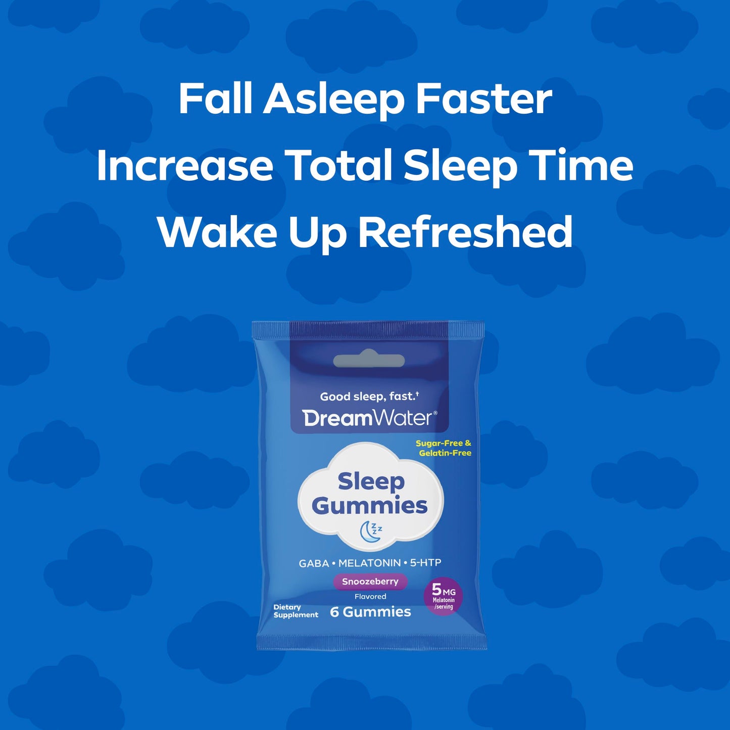Dream Water Sleep Aid Gummies with Melatonin, GABA & 5-HTP, Snoozeberry Flavor, 72 Gummies