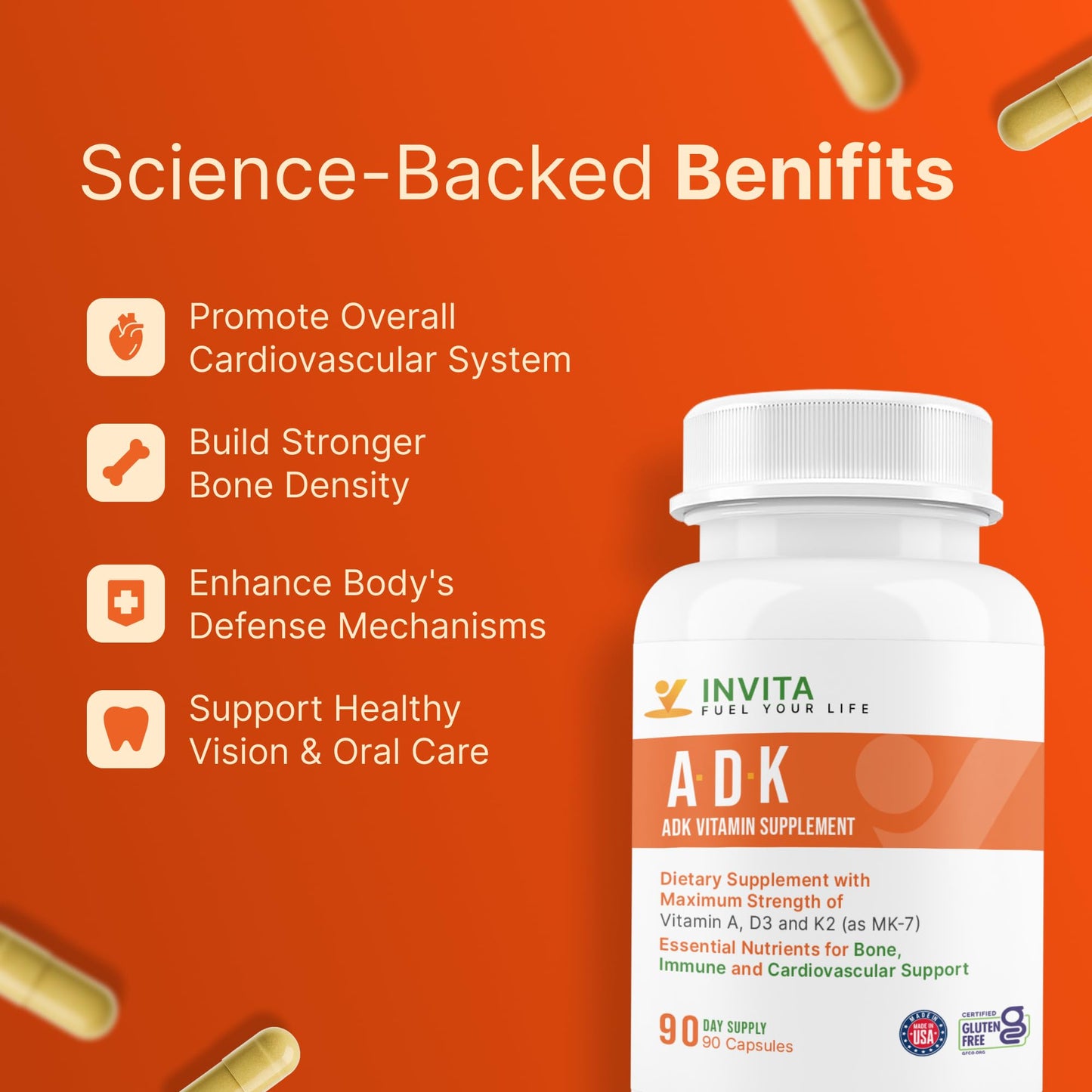 INVITA ADK Vitamin Supplement Capsule 90 Count