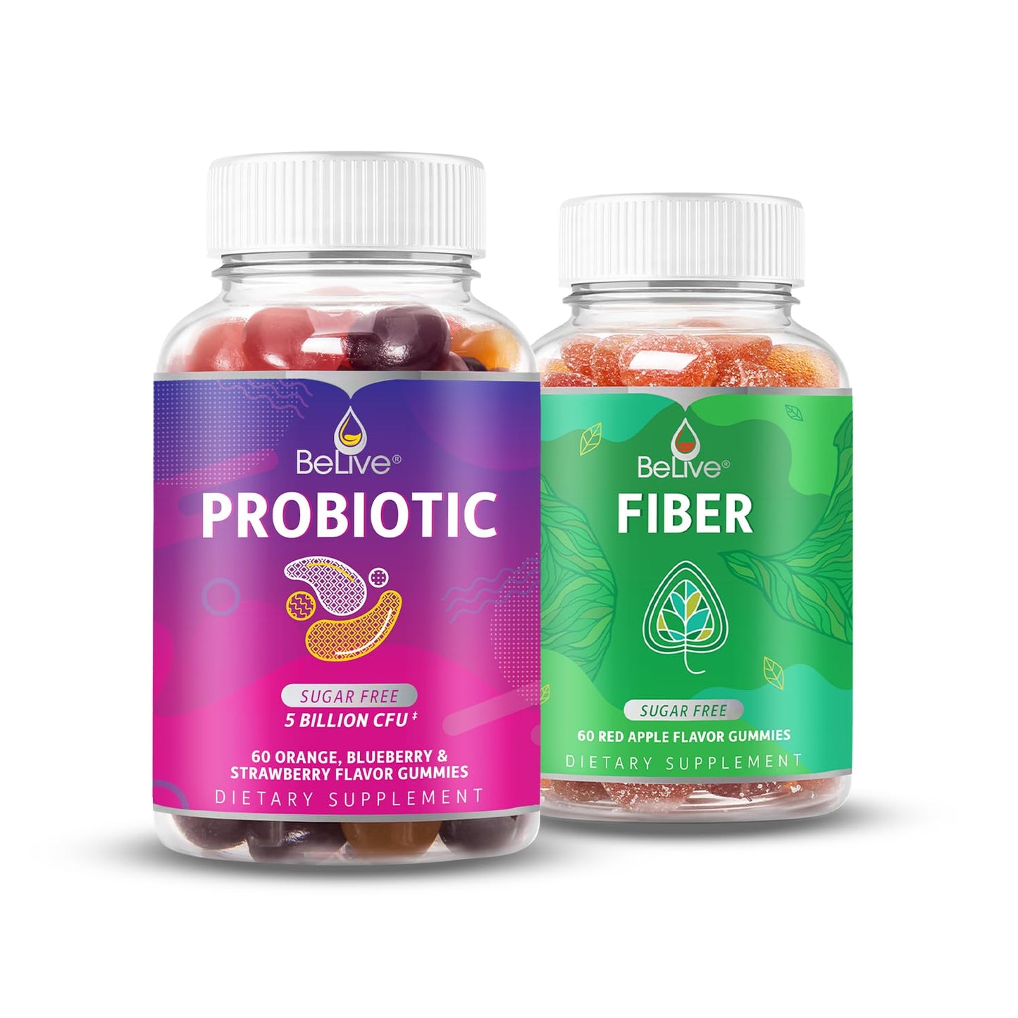 BeLive Healthy Gut Dream Team Bundle Probiotic and Fiber Gummies, 120