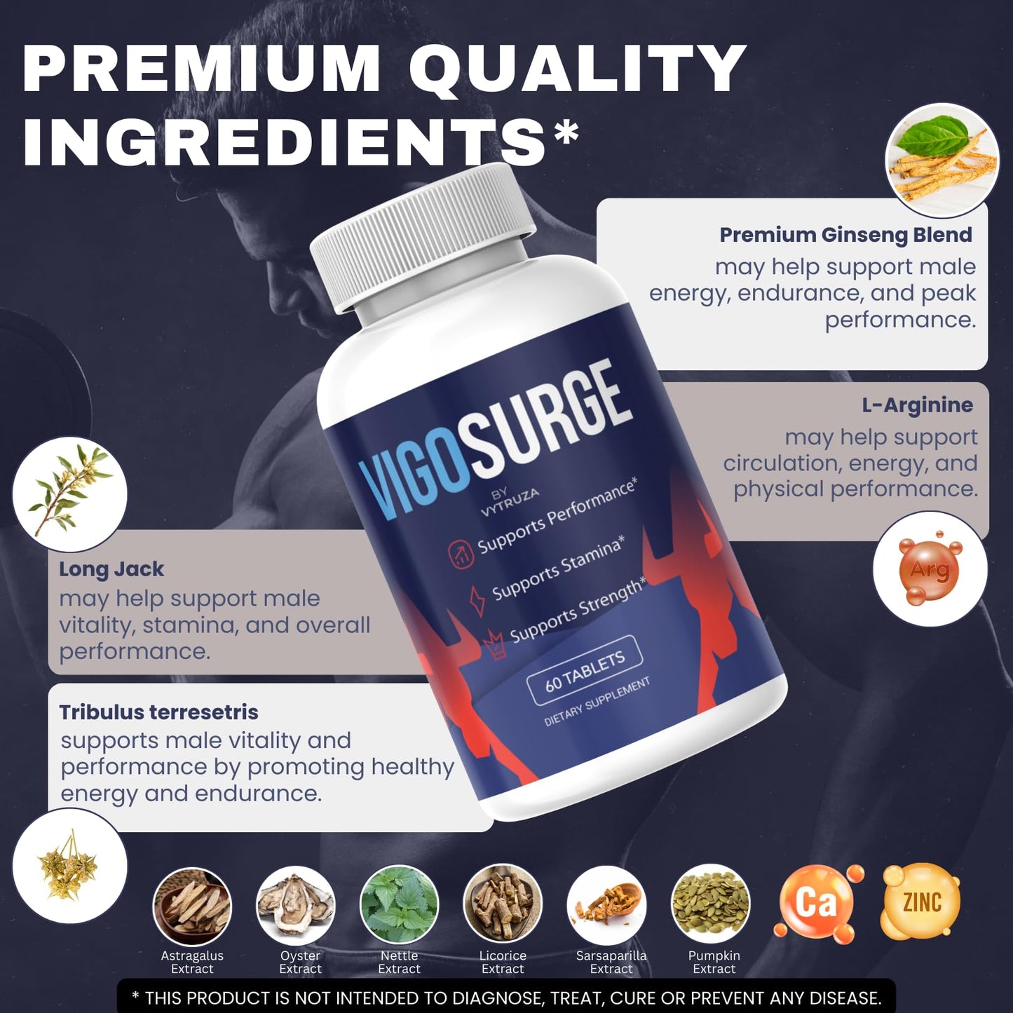 VYTRUZA Vigosurge Pills for Men, Vigosurge Supplement for Strength and Stamina Support Advanced Formula, 60 Tablets