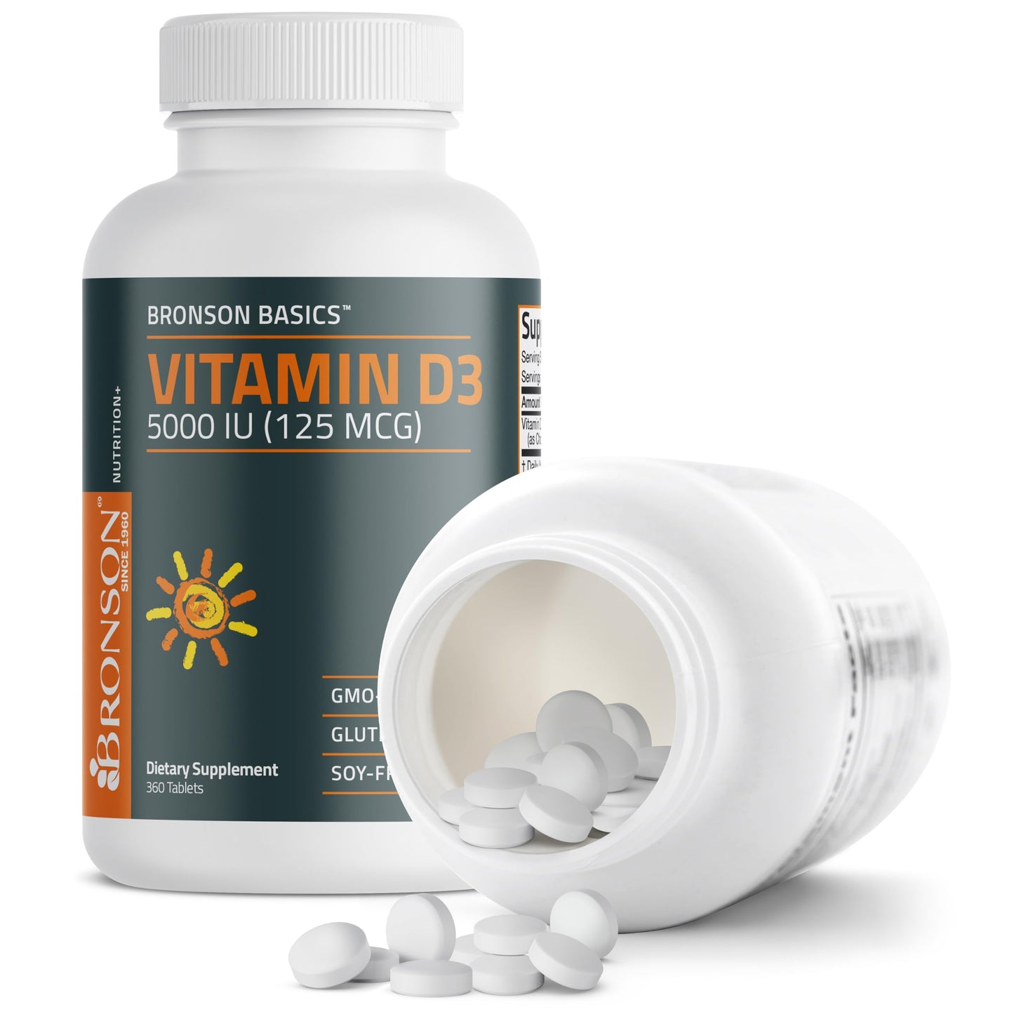 Bronson Vitamin D3 5000iu (125mcg) Tablets 360