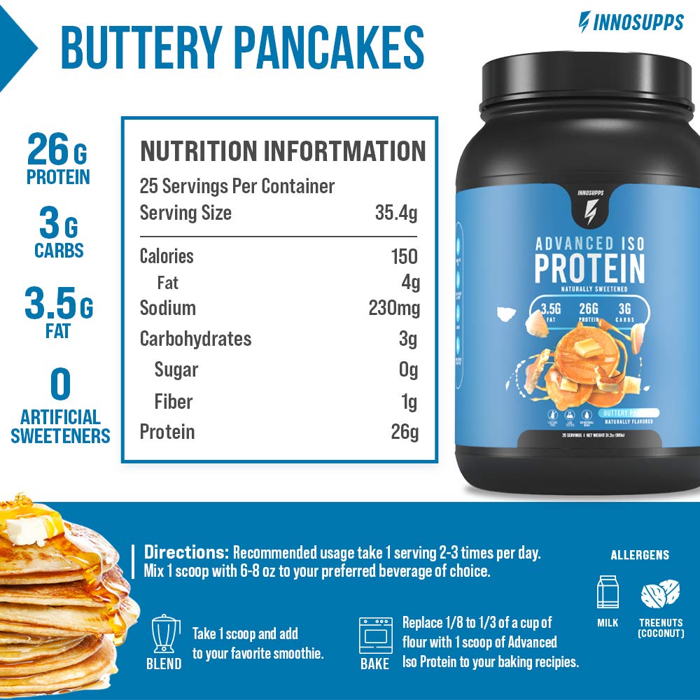 InnoSupps Advanced Iso Protein 100% Whey Isolate Protein Powder Buttery Pancake, 31.2 Servings