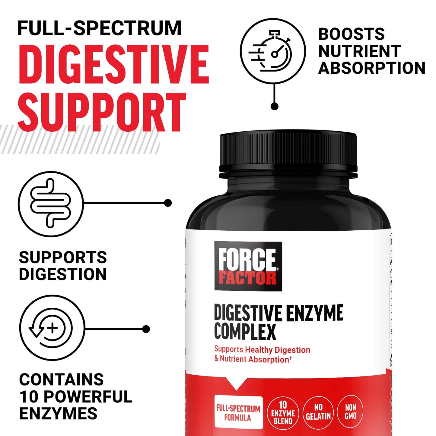 Force Factor Digestive Enzymes Complex Capsules 90 Capsules