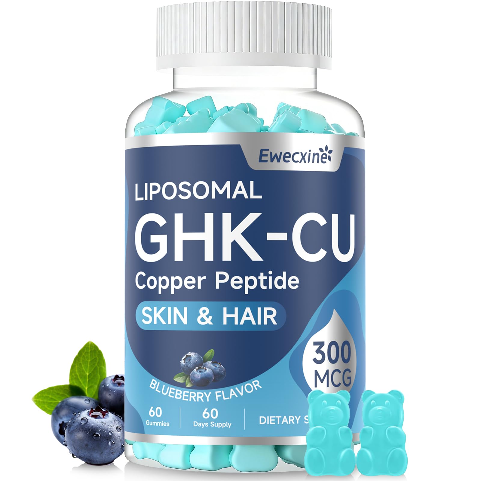 Ewecxine GHK-Cu Copper Peptide Gummies 60 Count