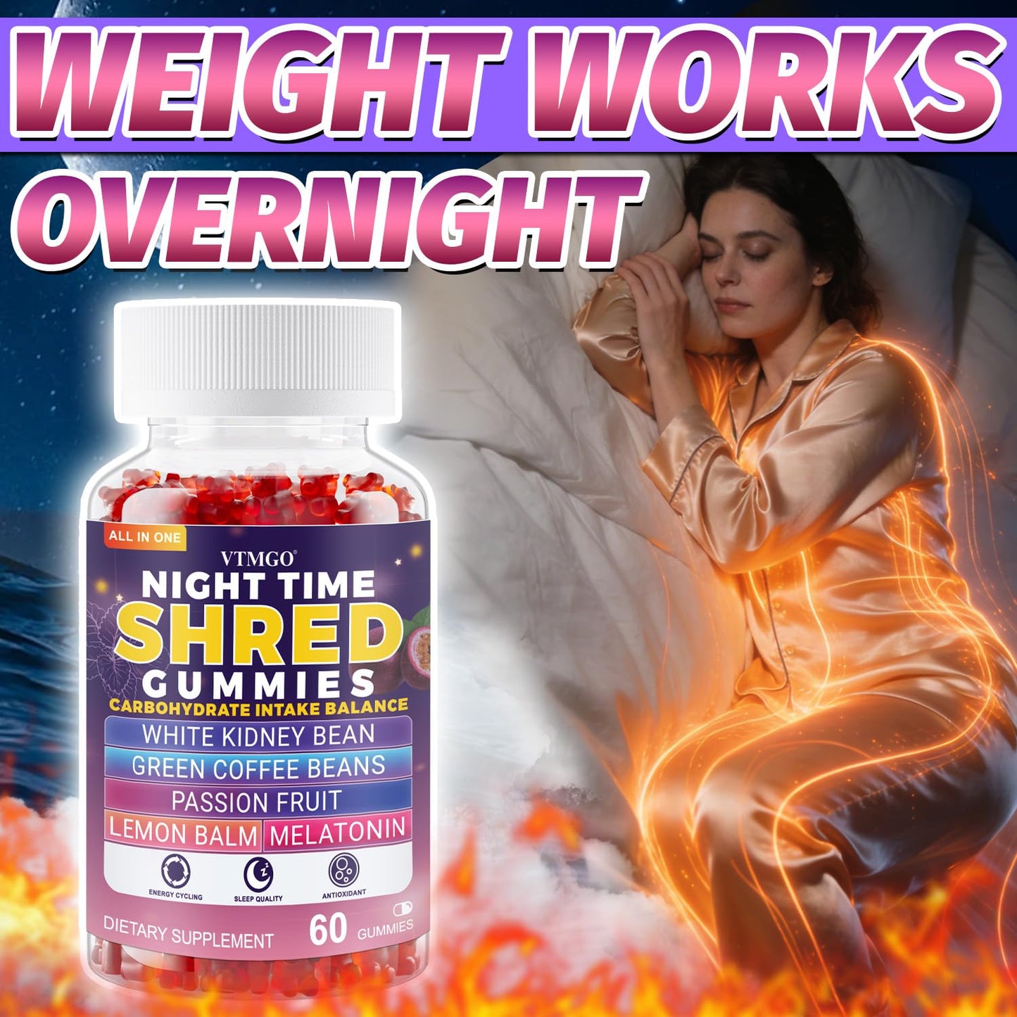 VTMGO Night Time Shred Gummies 60 Count