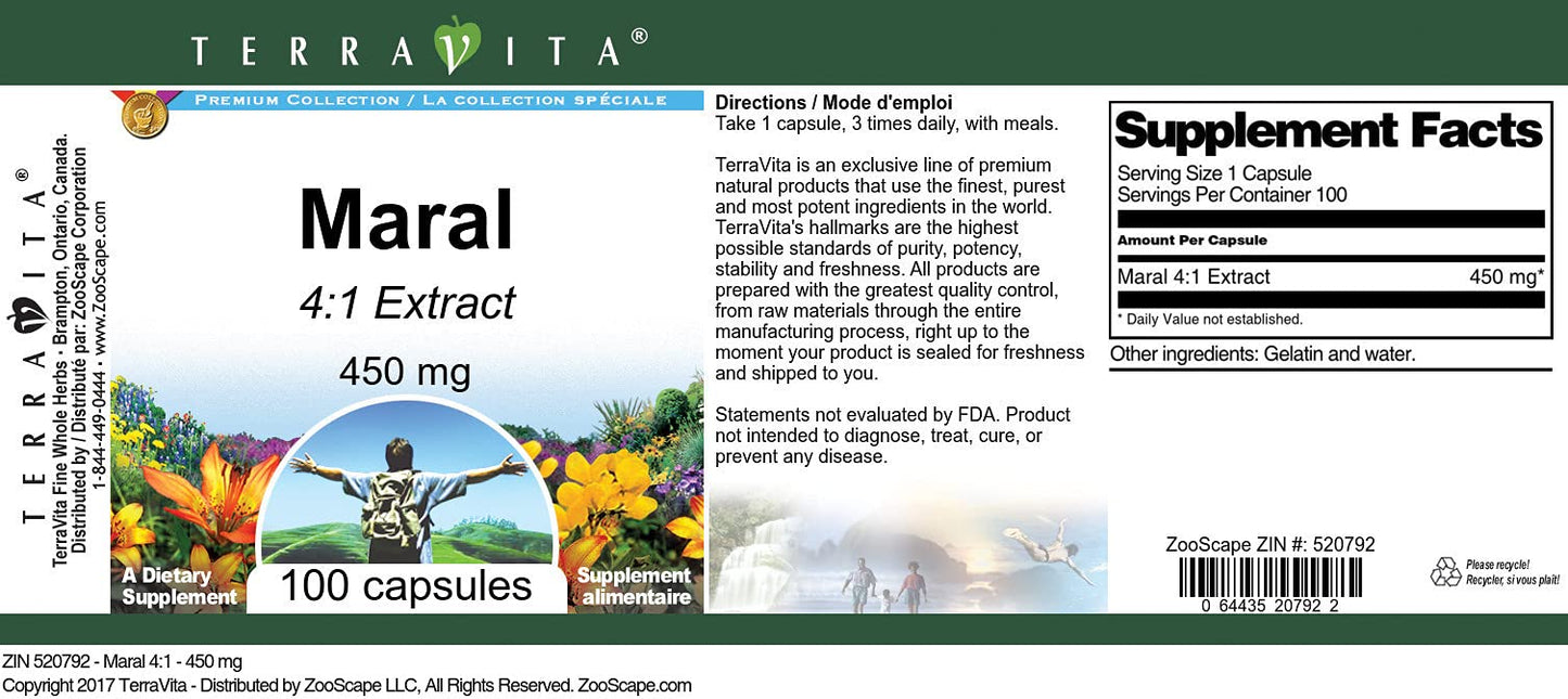Terravita Maral 4:1-450 mg Capsules 100 Count