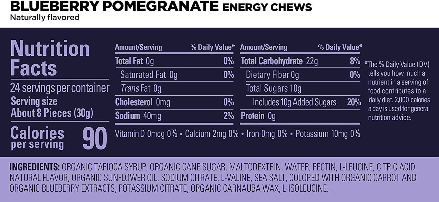 GU Energy Chews Gummy Blueberry Pomegranate, 12 Bags