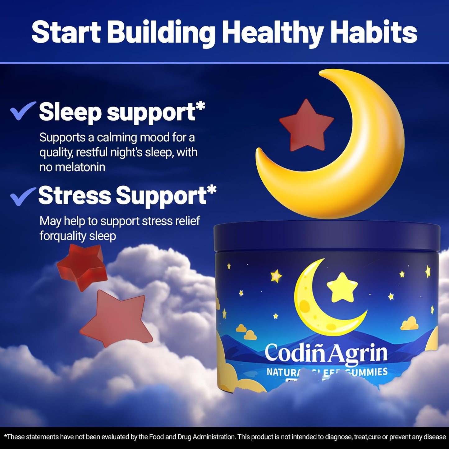 CodinAgrin Let Me Sleep Natural Sleep Gummies for Adults, 60 Count