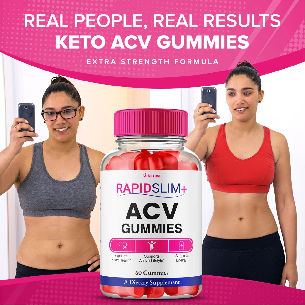 Vitaluxa Rapid Slim ACV Gummies, 120 Count