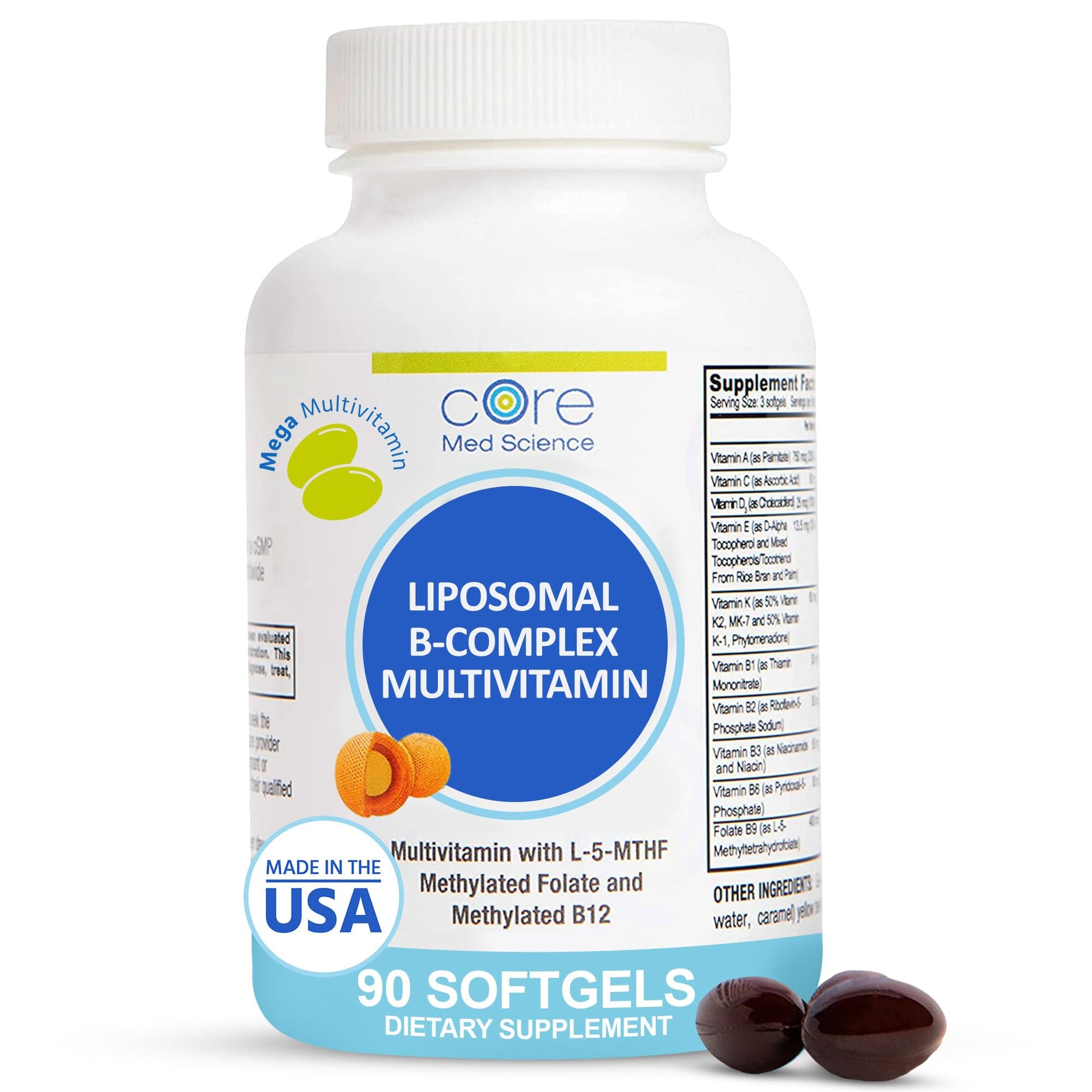 Core Med Science Liposomal Methylated Multivitamin B-Complex Softgels 90