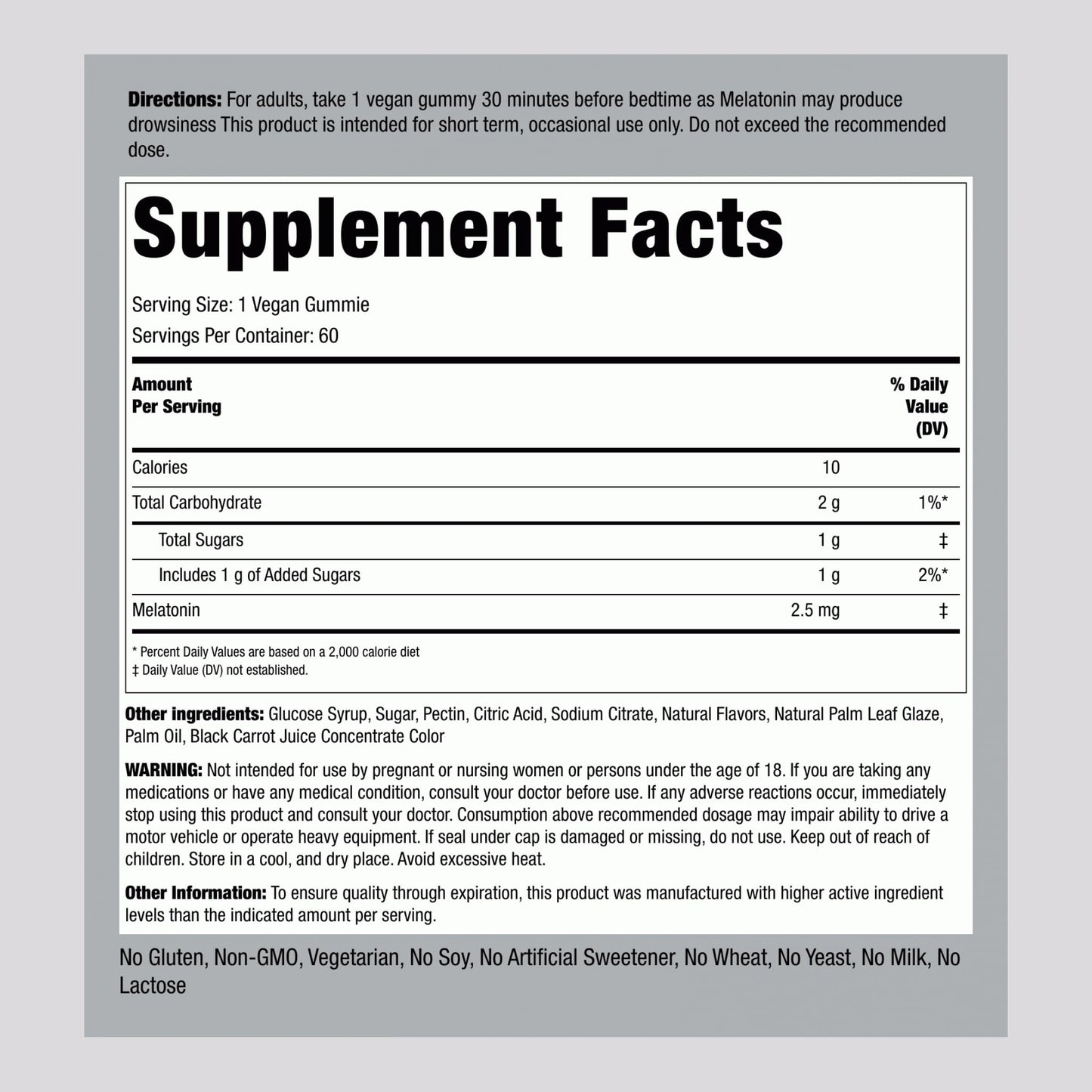 Piping Rock Melatonin Gummies 2.5 mg, 60 Count