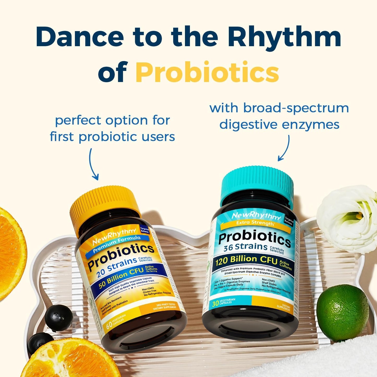 NewRhythm Probiotics 50 Billion CFU 20 Strains Capsules 60