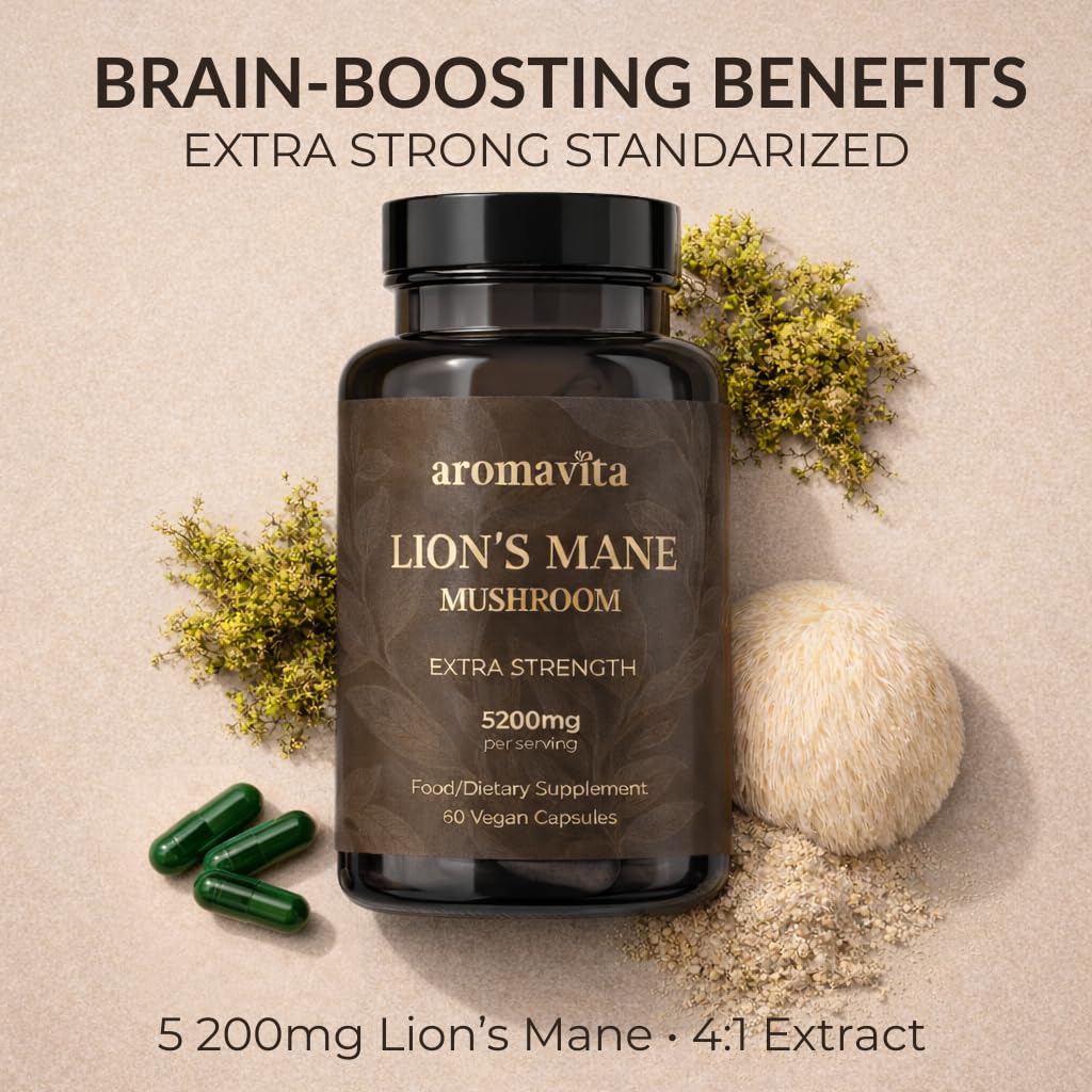 AROMAVITA Lion’s Mane Mushroom Extract 5200mg Capsule, 1 Capsule
