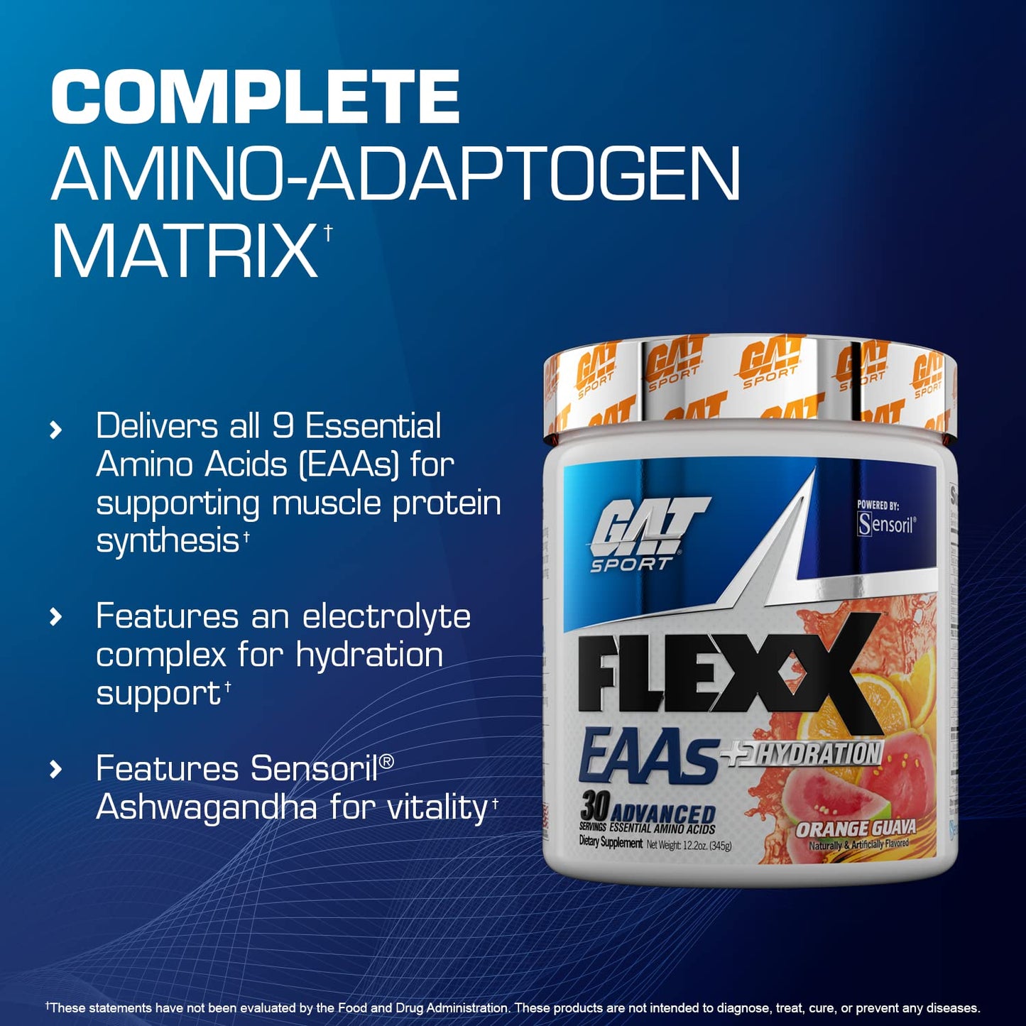 GAT SPORT Flexx EAAs + Hydration, Advanced Essential Amino Acids Powder 12.2 oz