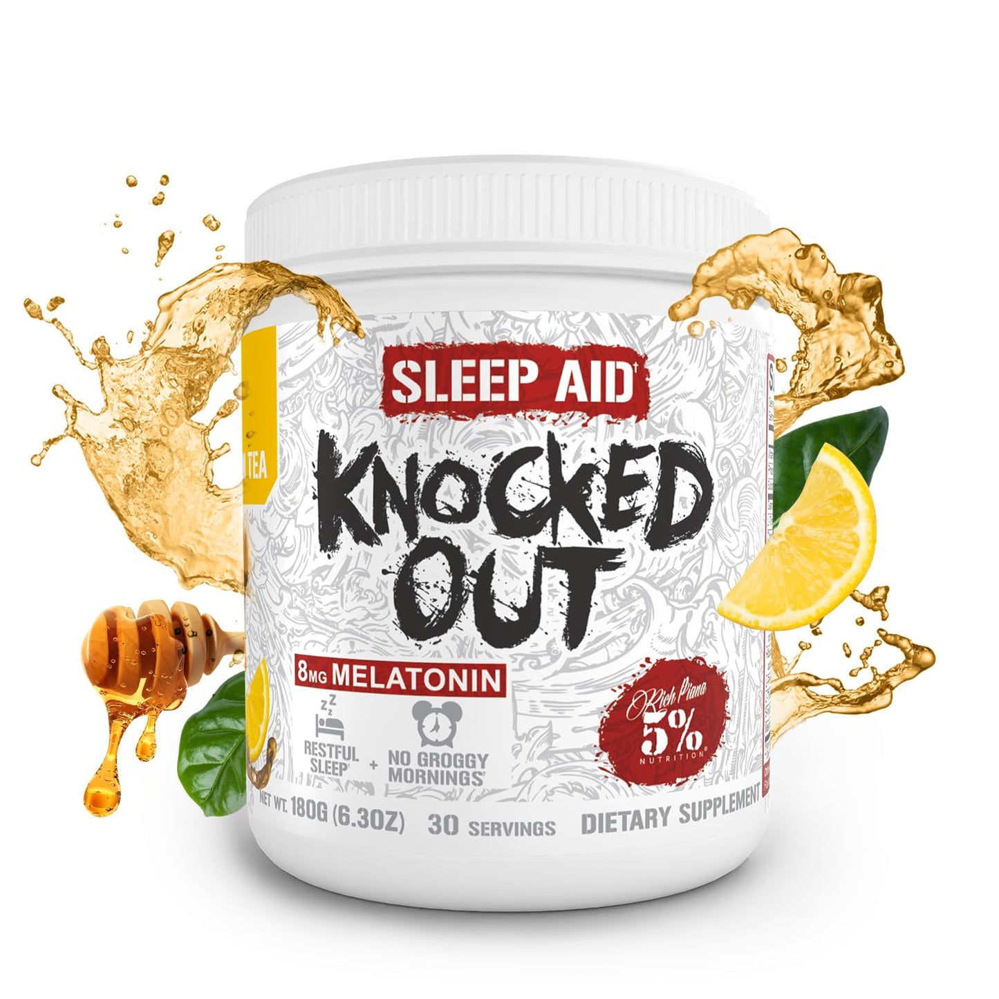 5% Nutrition Rich Piana Knocked Out Natural Sleep Aid Powder, 7.2 Ounce