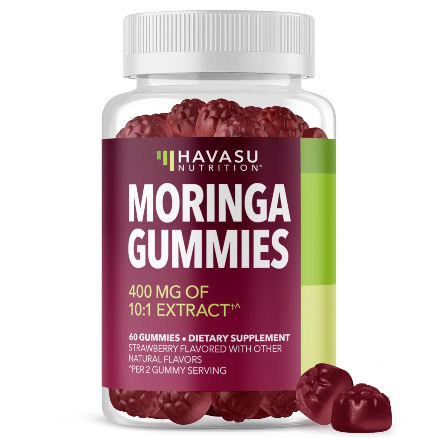 HAVASU NUTRITION Moringa Gummies 400mg Per Serving, Green Superfood Supplement, 60 Count