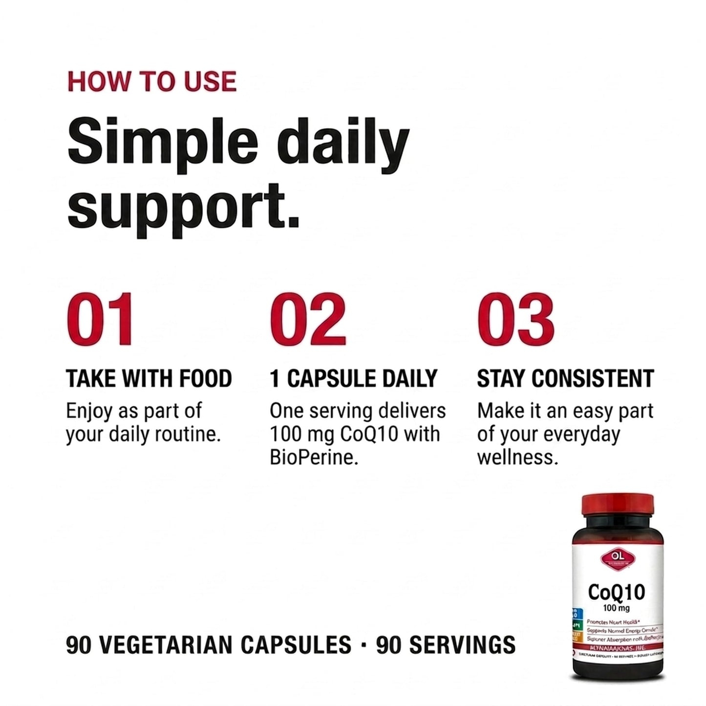 Olympian Labs Coenzyme Q10 100mg Softgel, 90 Count