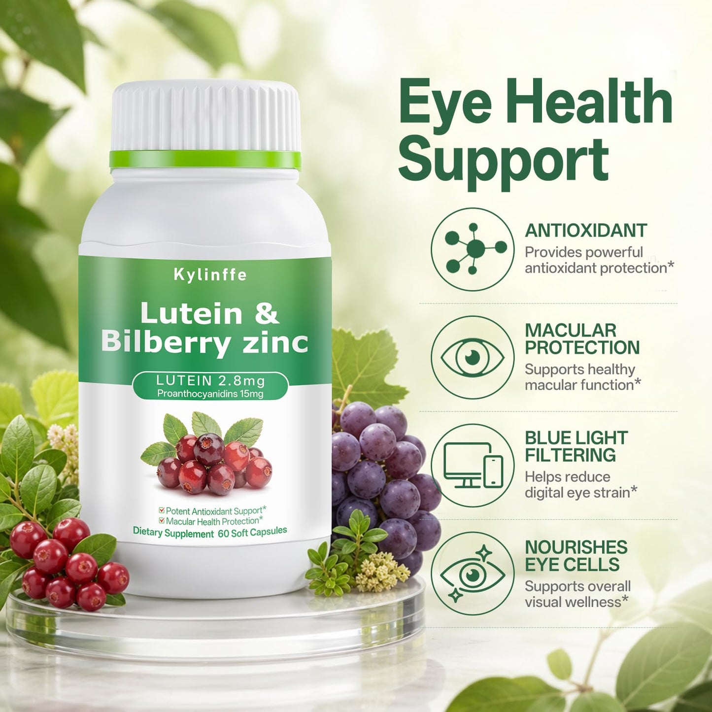 Oopeatol Bilberry Supplement with Lutein Capsule, 60 Capsules