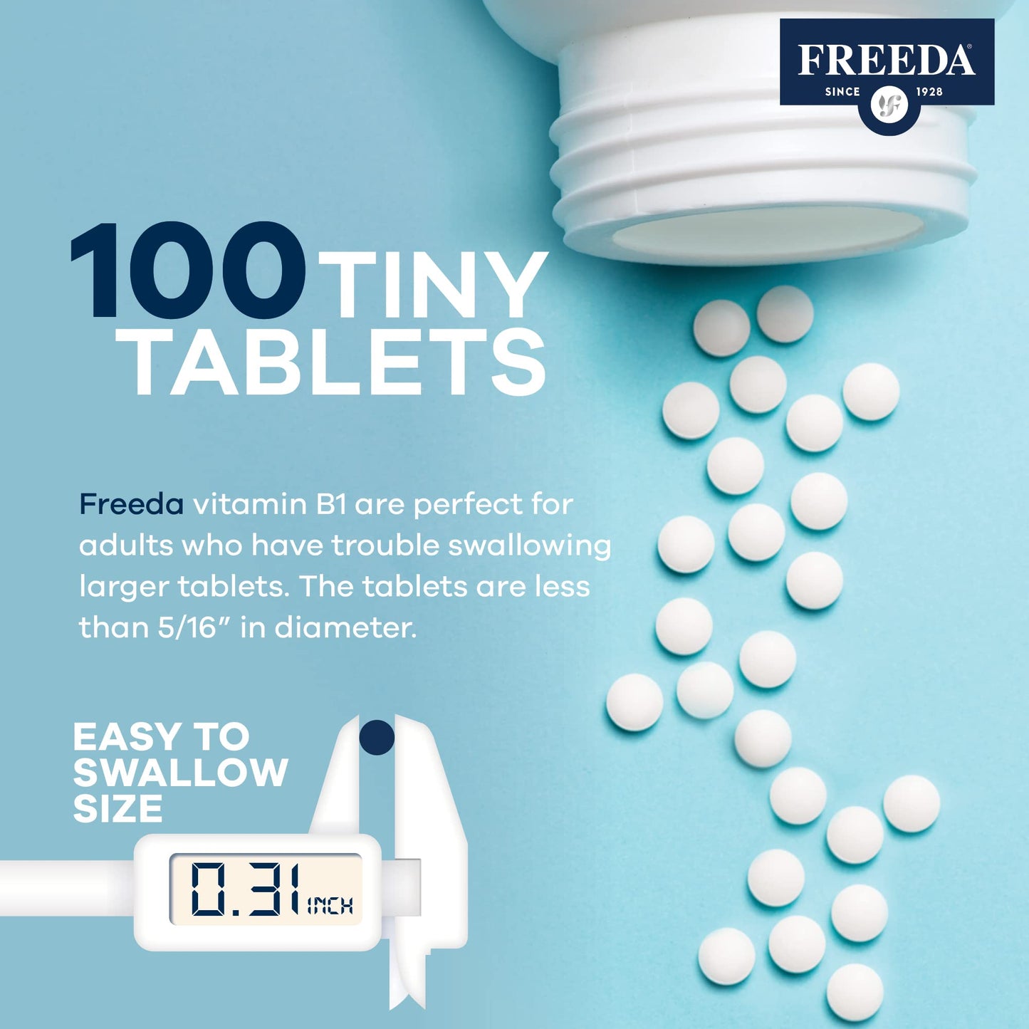 FREEDA Vitamin B1 Thiamine 100 mg Tablet, 100 Count
