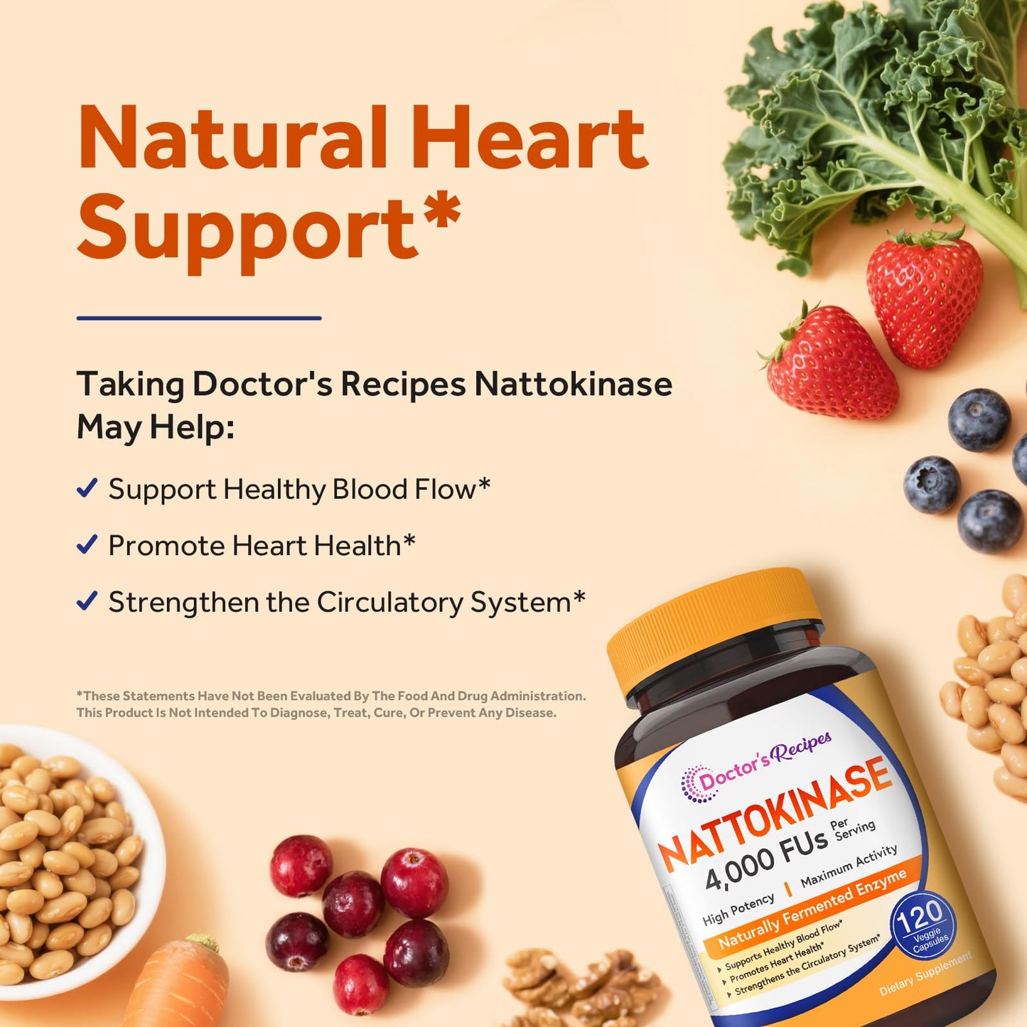 Doctor's Recipes Nattokinase Supplement Capsules 120