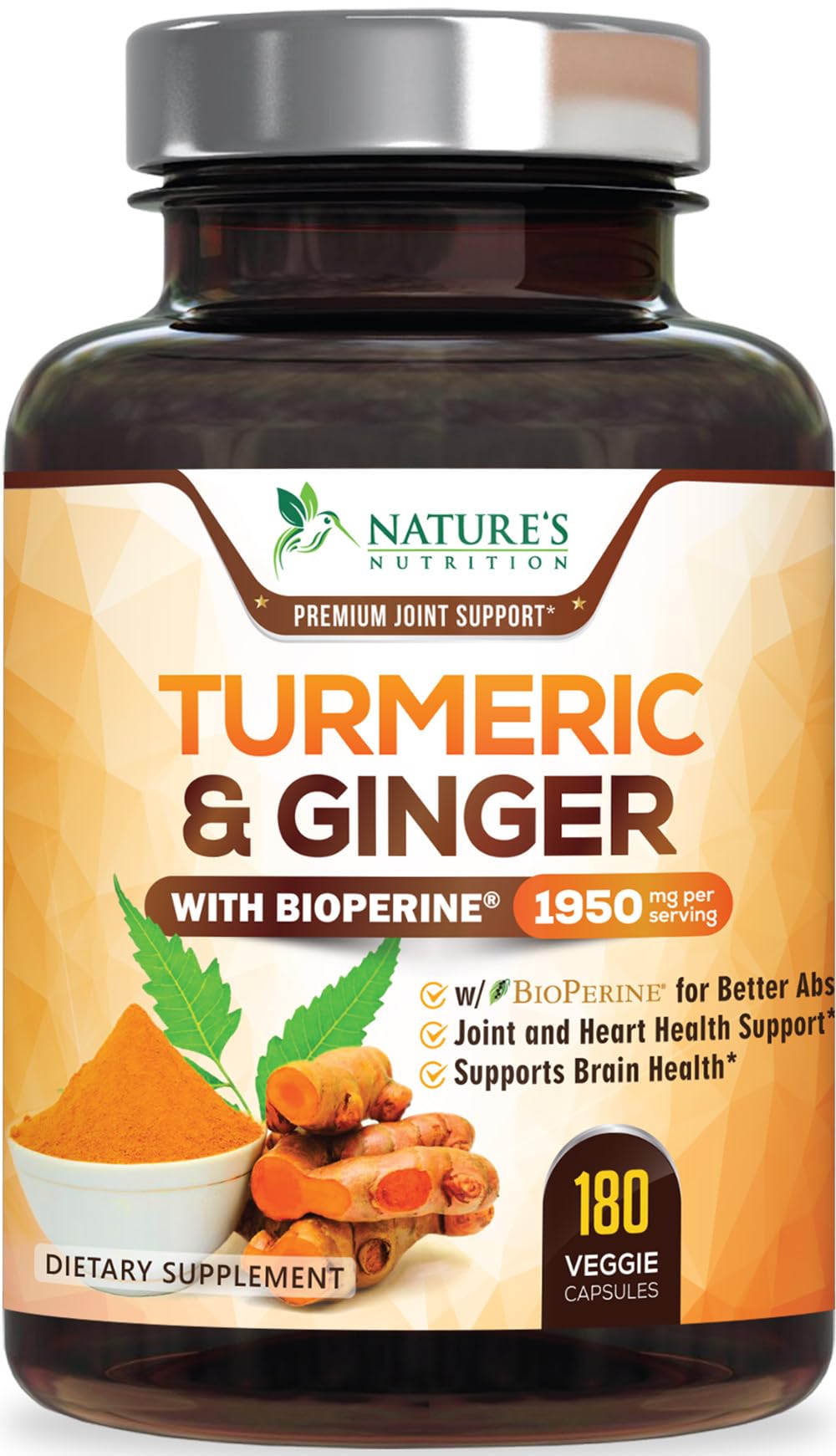 Nature's Nutrition Turmeric Curcumin Supplement Capsule 180