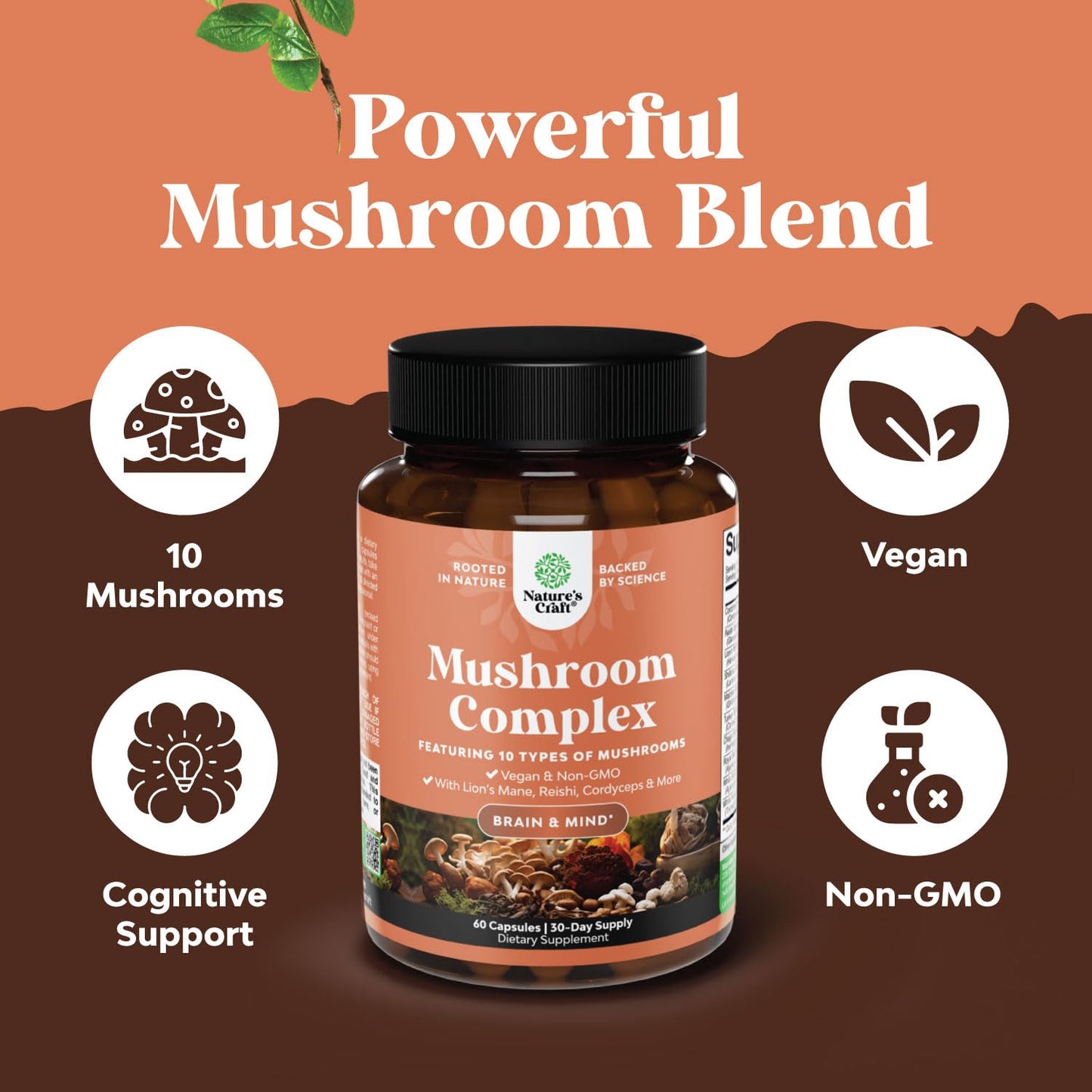 Natures Craft Advanced Mushroom Complex Capsules 60 Count