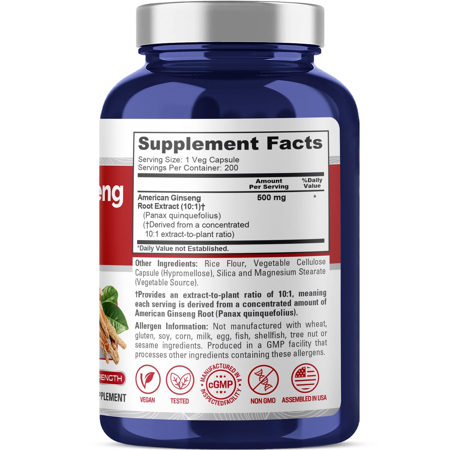 NusaPure American Ginseng Capsules, 200 Count
