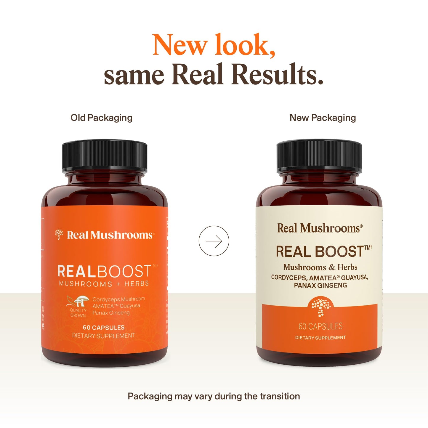 Real Mushrooms RealBoost for Energy and Wellness, 60 Capsules