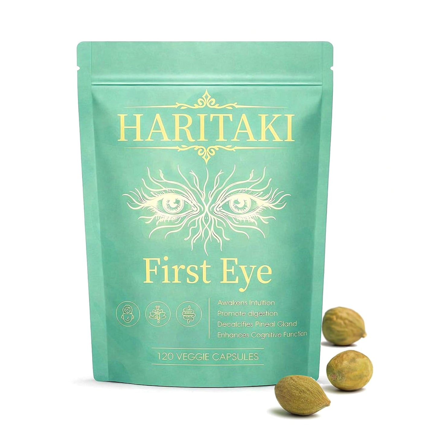 DoseOfQuiet Haritaki First Eye Capsules, Pure Terminalia Chebula Extract for Mental Clarity, Awaken Intuition, Inner Balance Energy & Digestive Support, 120 Capsules