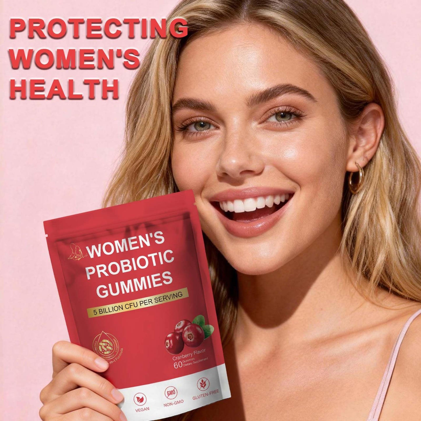 TRUERELIEF Probiotics for Women with Cranberry Extract - Daily Gummy Supplement for Feminine Balance, Digestive & Immune Support, 60 Gummies