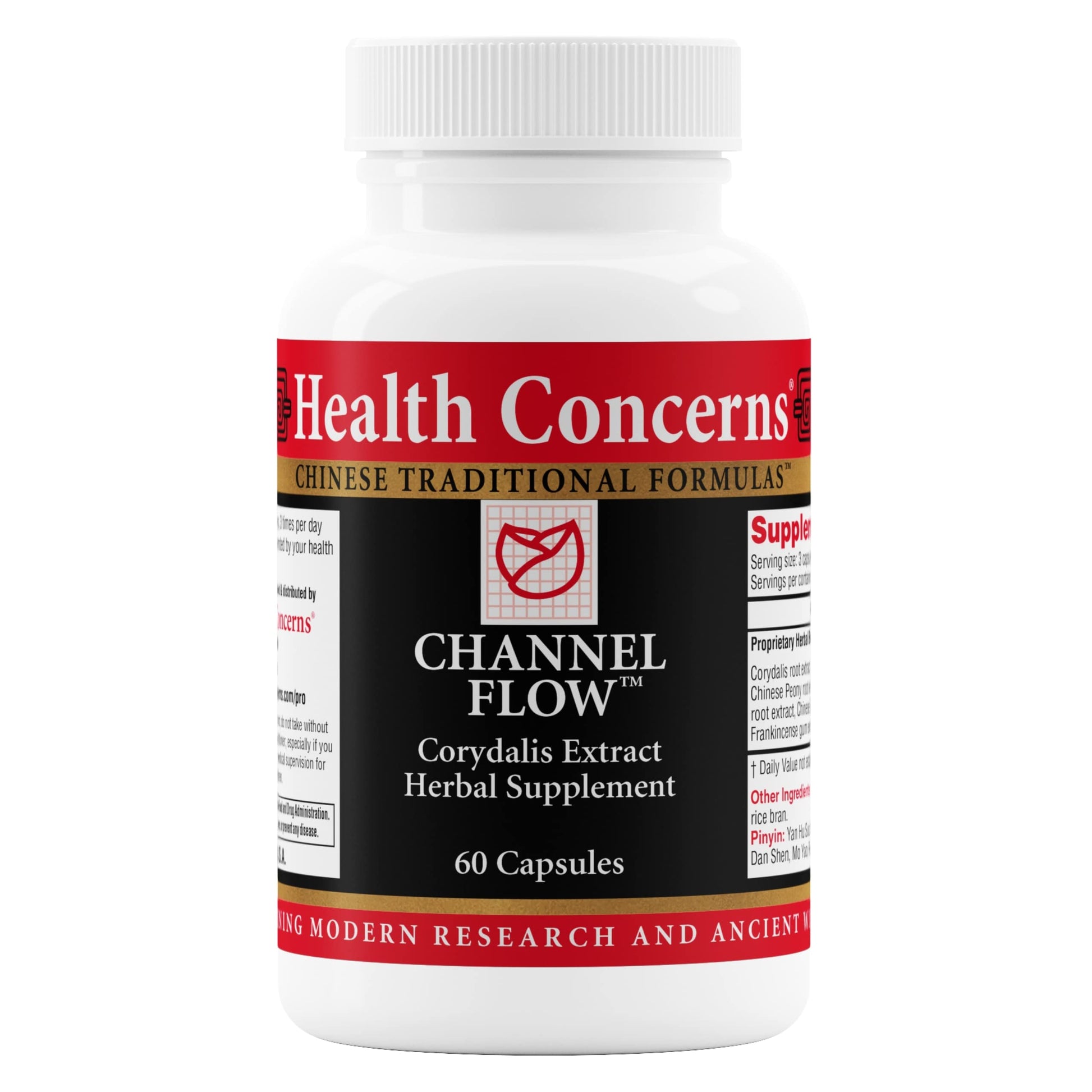 Health Concerns Channel Flow Corydalis Root Extract Muscle Relaxation & Pain Support Chinese Herbal Formula, 60 Capsules