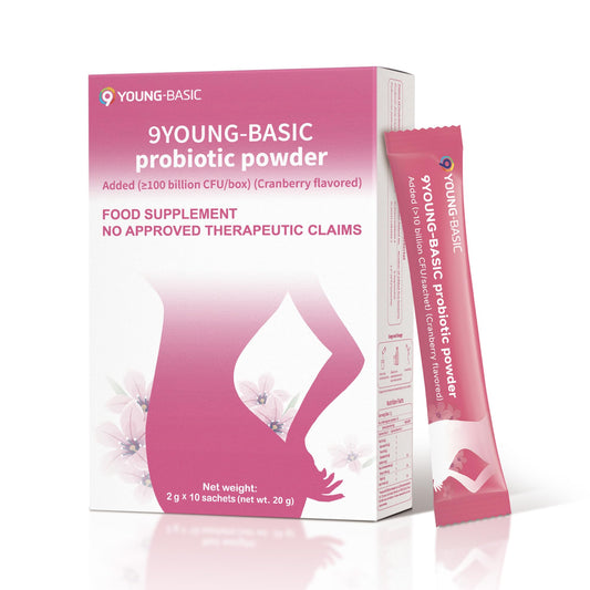 9 YOUNG-BASIC Probiotic Powder for Women, 100+ Billion CFU, Cranberry, 0.71 oz