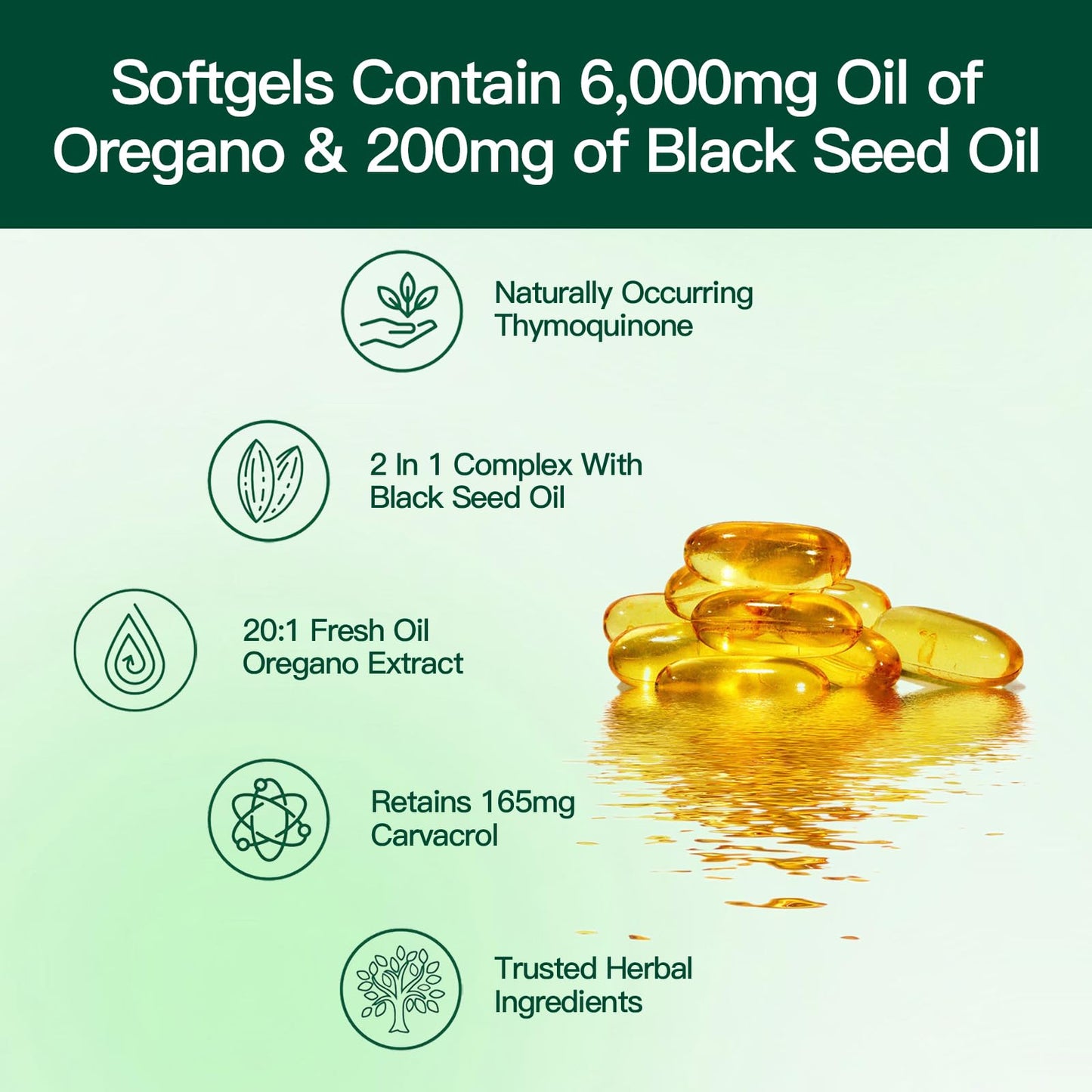 VivoNu Oil of Oregano with Black Seed Oil Capsules, 600 Count