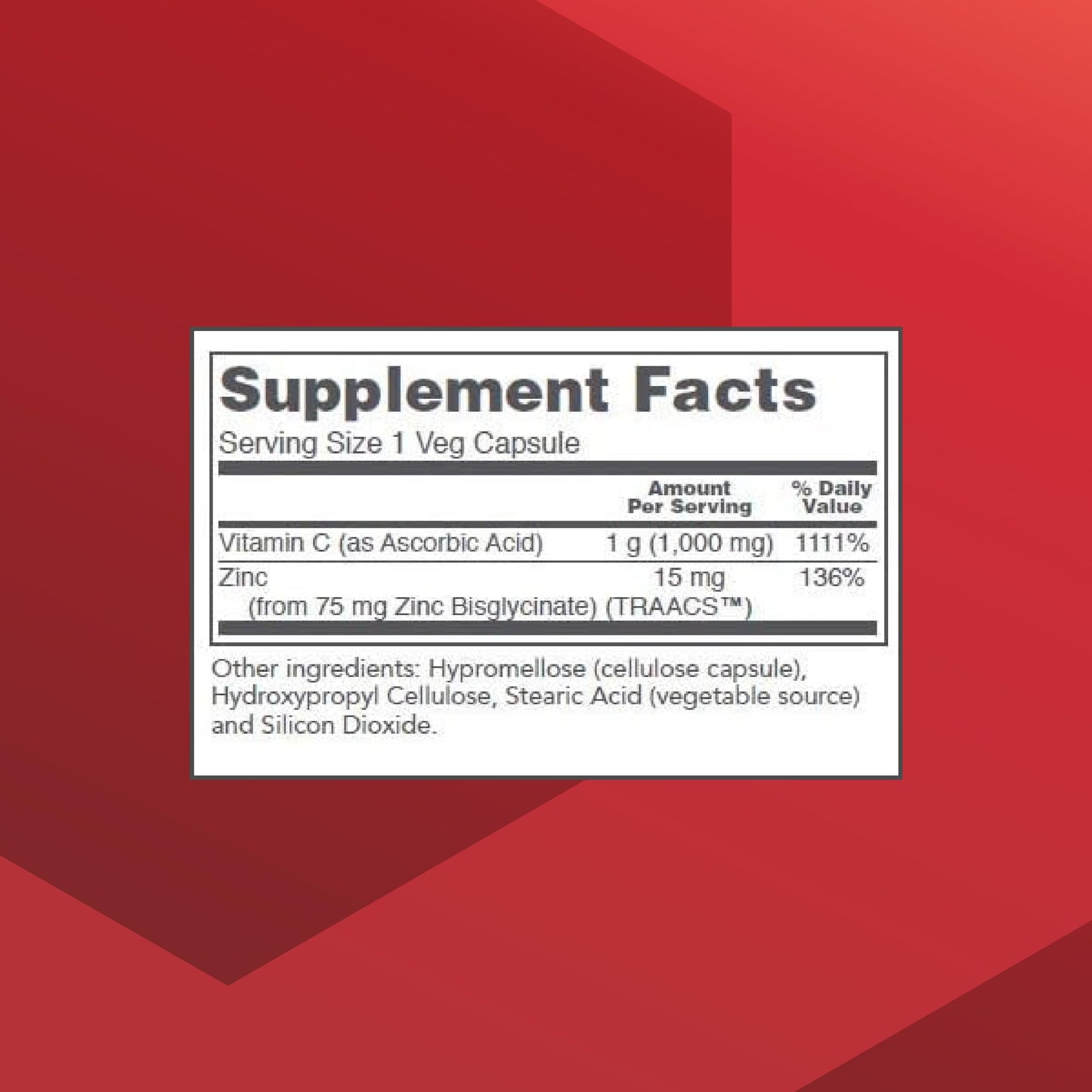 Protocol for Life Balance C-1000 + Zinc-15 Vitamin C & Zinc Bisglycinate Immune Support Supplement with Ascorbic Acid, 120 Veg Capsules