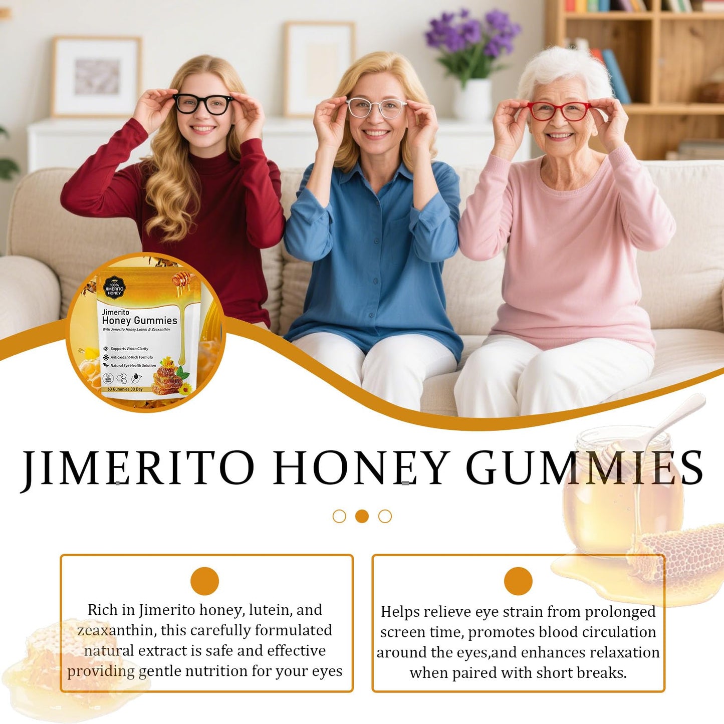 SOULRAZY Jimerito Honey Lutein Gummies Chewable, 1 Count