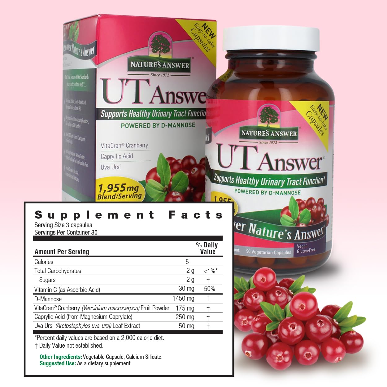 Nature's Answer UT Answer D Mannose Cranberry Capsule, Pack of 4