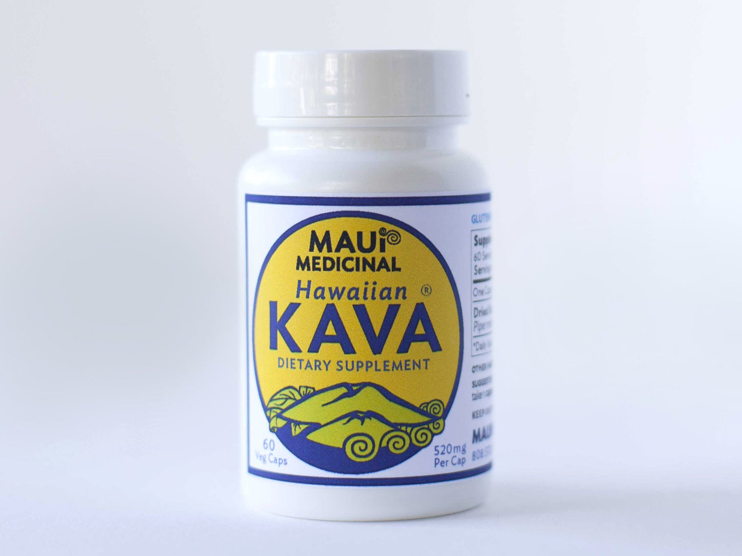 Maui Medicinal Herbs Hawaiian Kava Root Capsules, 60 Veggie Capsules, 520mg per Capsule